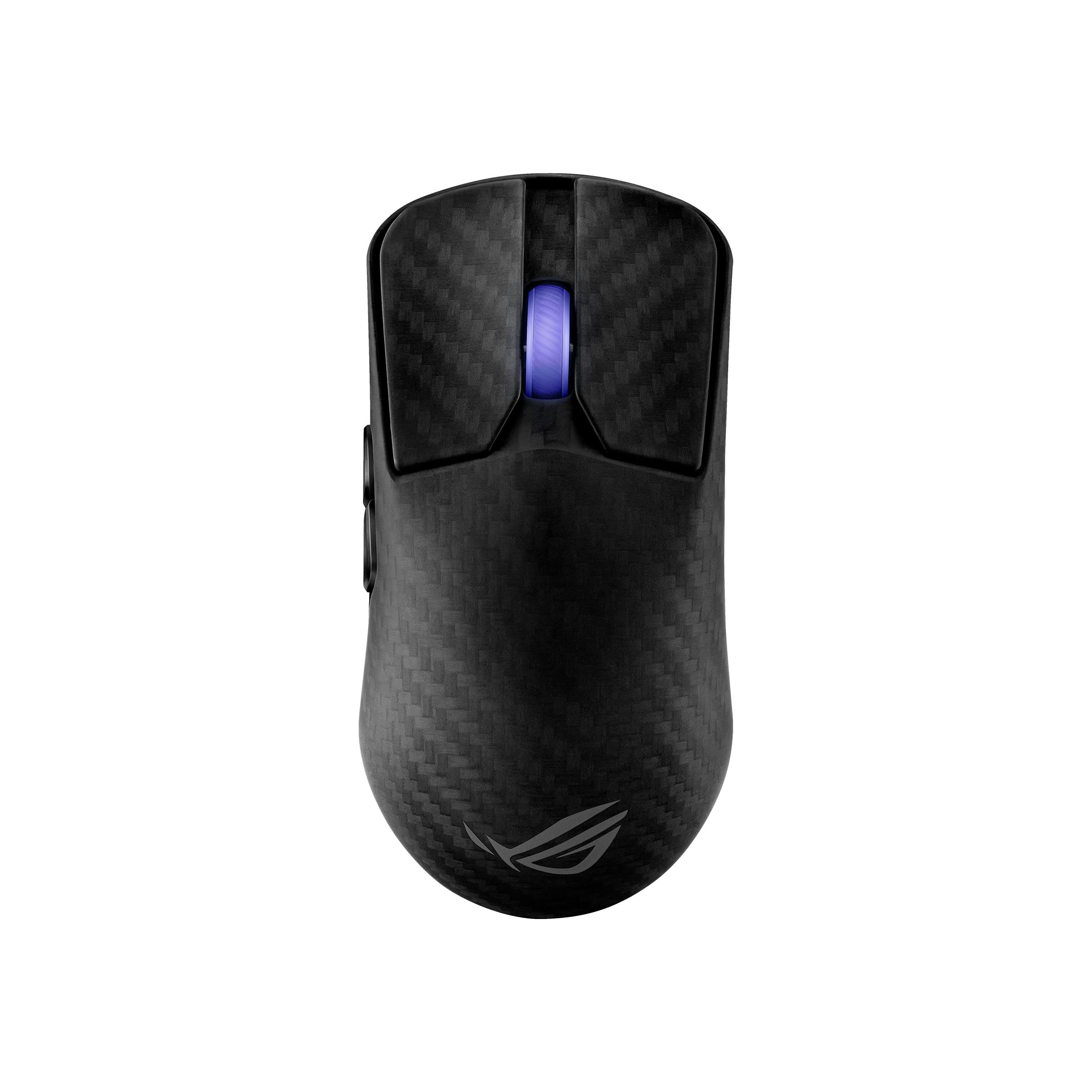 ASUS ROG Harpe Ace Extreme kabellose Gaming-Maus, Kohlefaser-Bauweise, 47 g leicht, AimPoint Pro 42K optischer Sensor, optische Mikroschalter, ROG Polling Rate Booster, Esports & FPS-Gaming, Schwarz