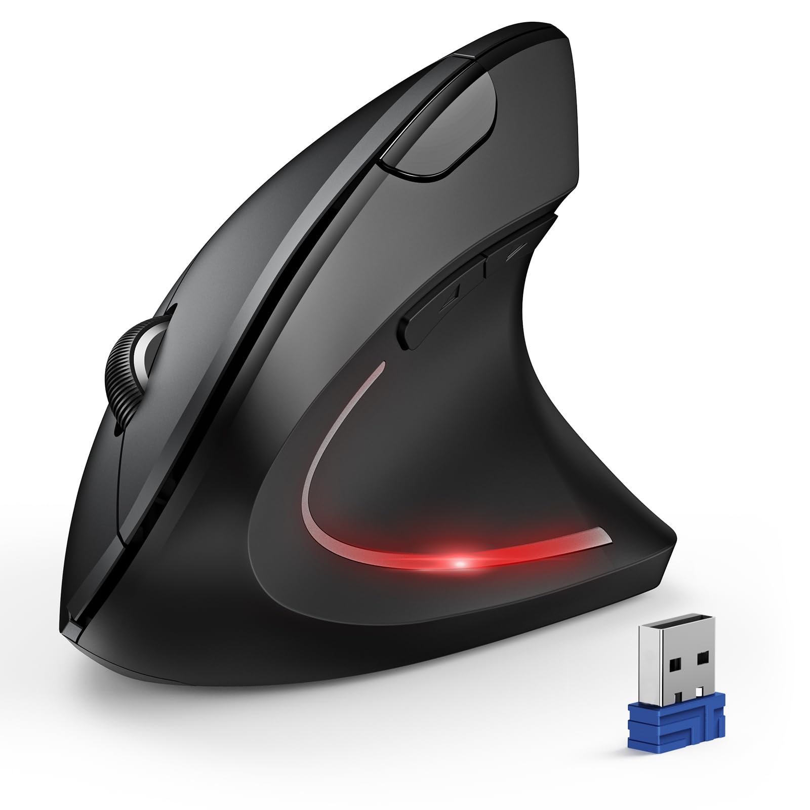 TECKNET Ergonomische Maus, Kabellose Bluetooth Vertikale Maus(BT 5.0+BT 3.0+2.4G), 6 Einstellstufen bis 4800 DPI, Optisch Leise Wireless Mouse für Laptop/PC/Mac/Tablet/iPad(Win/Android/iOS), 6 Tasten