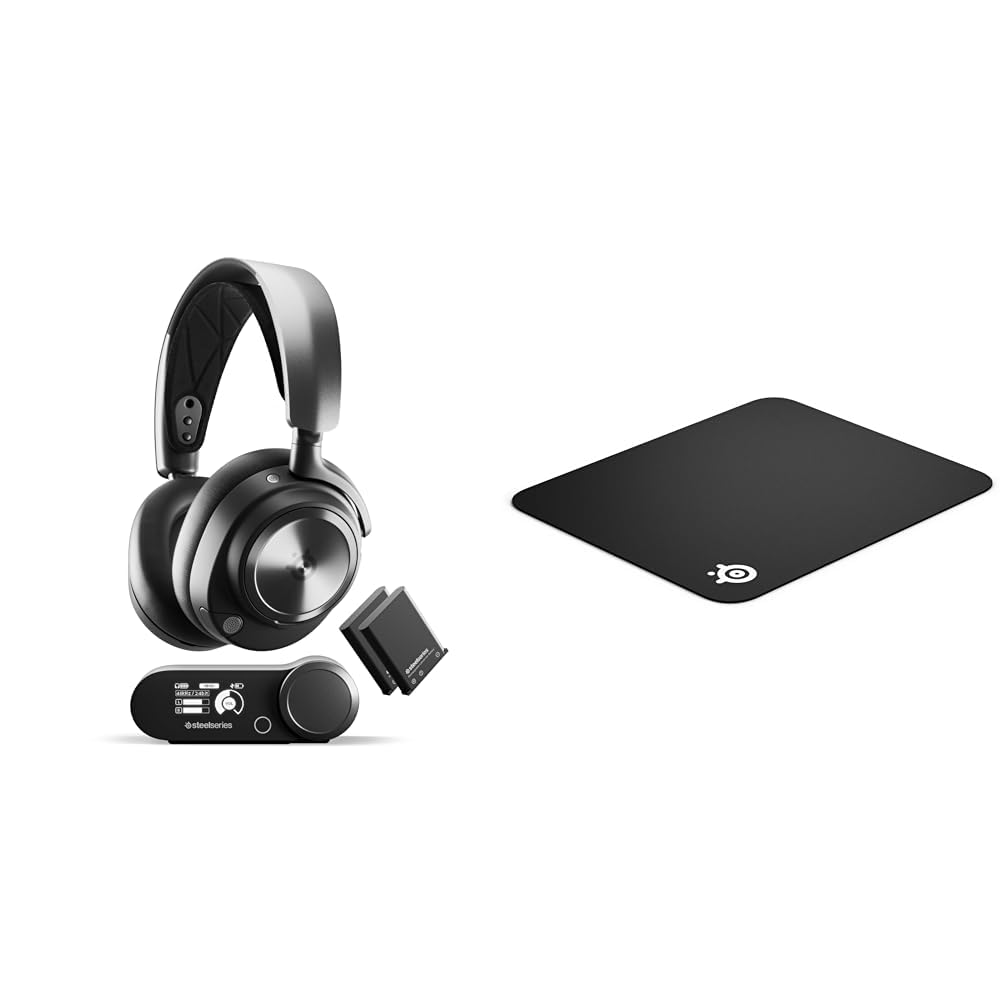 SteelSeries Arctis Nova Pro Wireless Gaming-Headset & QcK - Gaming-Mauspad - Stoff - Gummiunterseite - Schwarz (320mm x 270mm x 2mm)