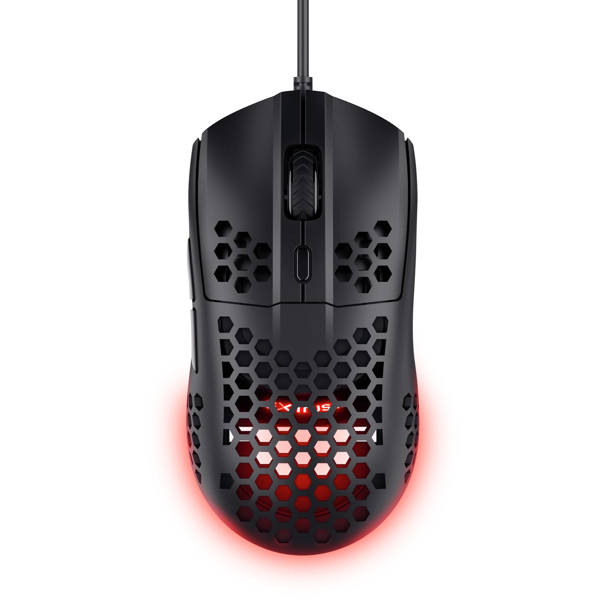 Trust Gaming GXT 928 Helox Gaming Maus, Ultraleichte Kabelgebundene USB Maus 65g, Einstellbare DPI (200-6400), Optischer Sensor, 6 Programmierbare Tasten, RGB-Beleuchtung für Gaming PC MMO - Schwarz