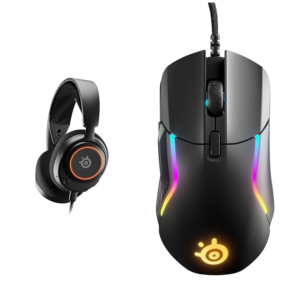 SteelSeries Arctis Nova 3 - Multi-System Gaming-Headset – Hi-Fi-Treiber & Rival 5 - Gaming-Maus - TrueMove Air Optische Sensor mit 18CPI - 9 programmierbare Tasten - Federleichte 85 Gramm, Schwarz