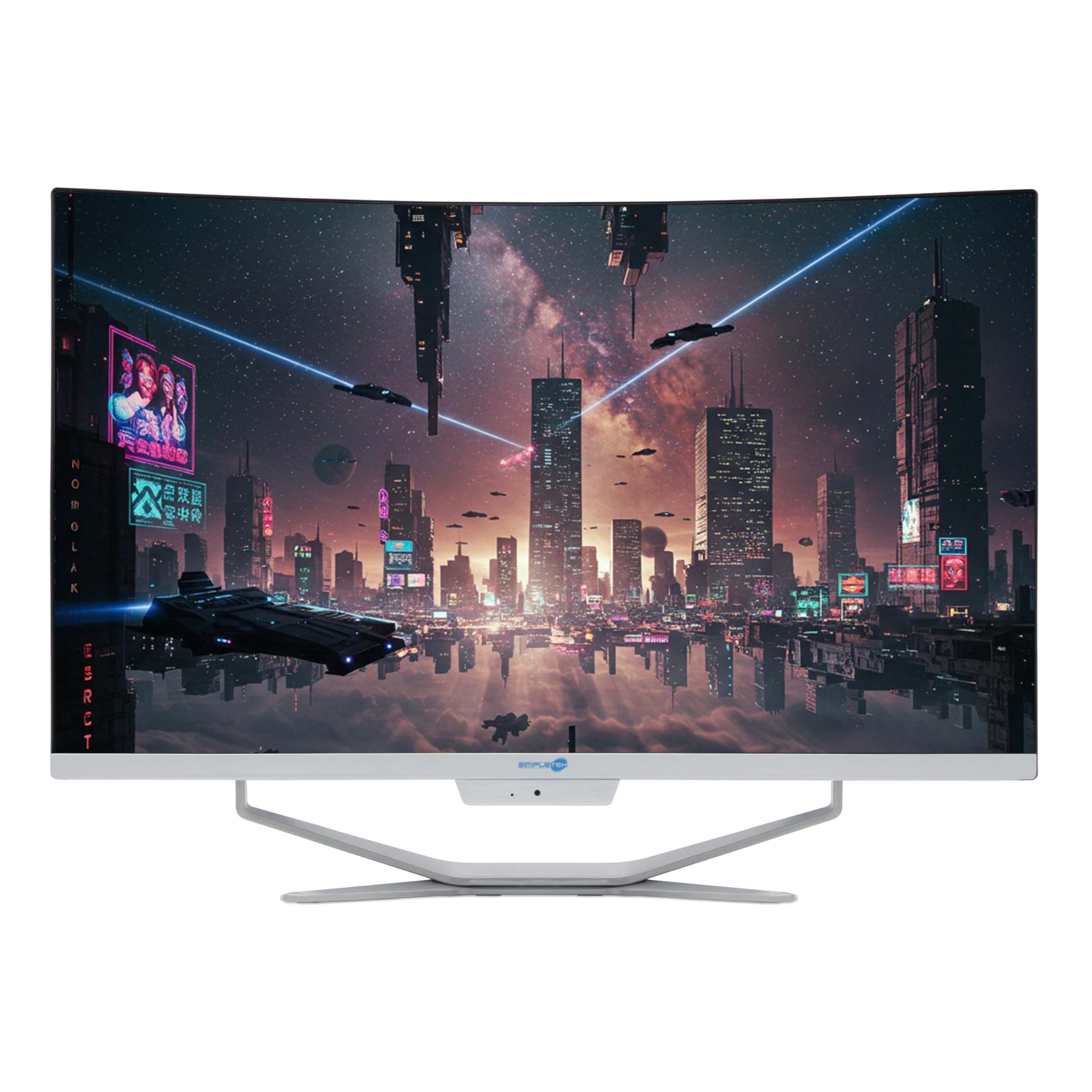 SIMPLETEK All-in-One AiO 27 Zoll FHD Curved Windows 11 Core i3 bis 3,8 GHz 16 GB RAM SSD 240 GB + kabellose Maus inklusive Webcam PC Gaming Curved Streaming Home Arbeit Computer für Jungen