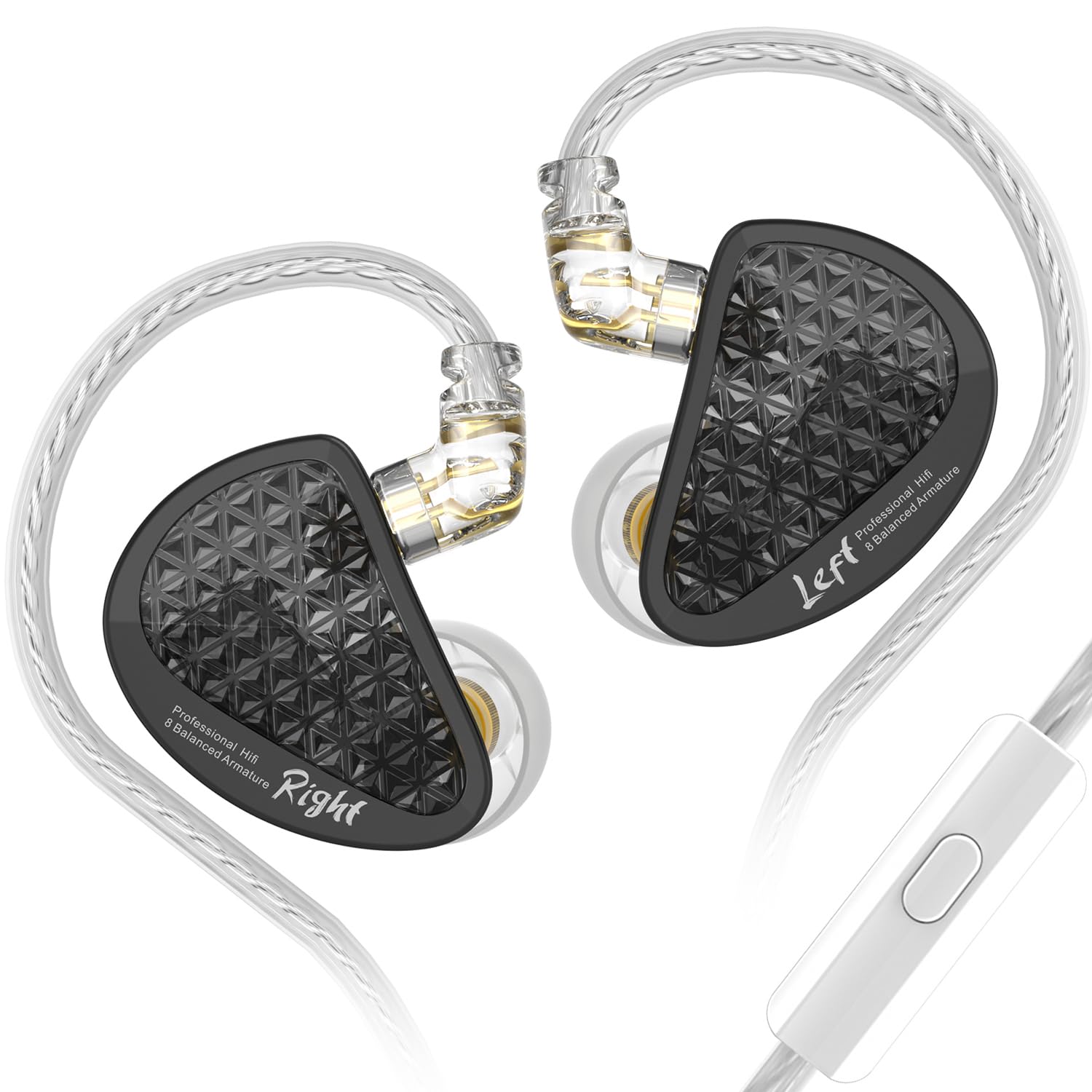 KZ AS16 Pro 8 Balance Armatures In-Ear-Monitor-Kopfhörer, HiFi-Musik-Ohrhörer für Studioaufnahmen, Stereo-Sound, Gaming-Ohrhörer, Positionierungs-Headsets (mit Mikrofon, hohe Impedanz, schwarz)