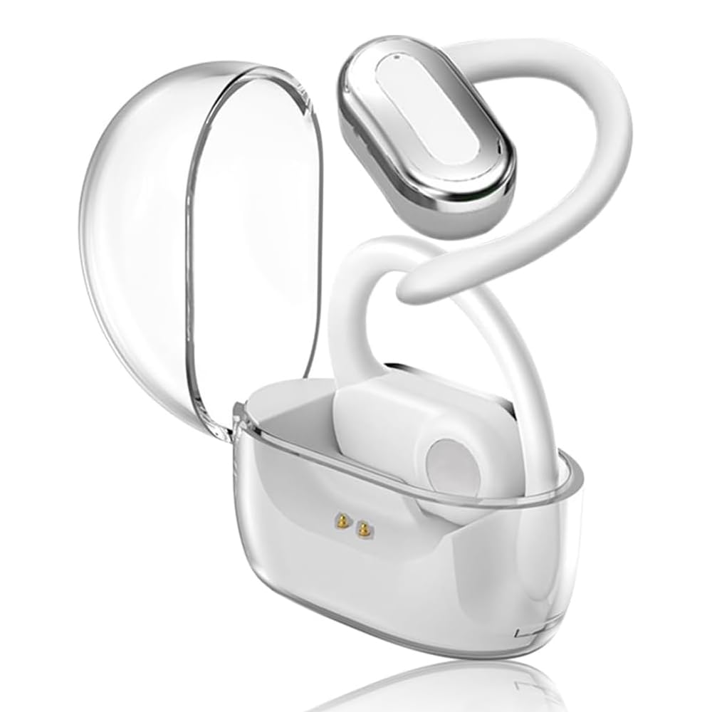 SLuB Offenes Ohr Bluetooth-Headset, kabelloses Bluetooth-Sport-Headset, Luftleitung, Bluetooth 5.3, IPX5 wasserdicht für Laufen, Fitness und Gaming (Weiß).