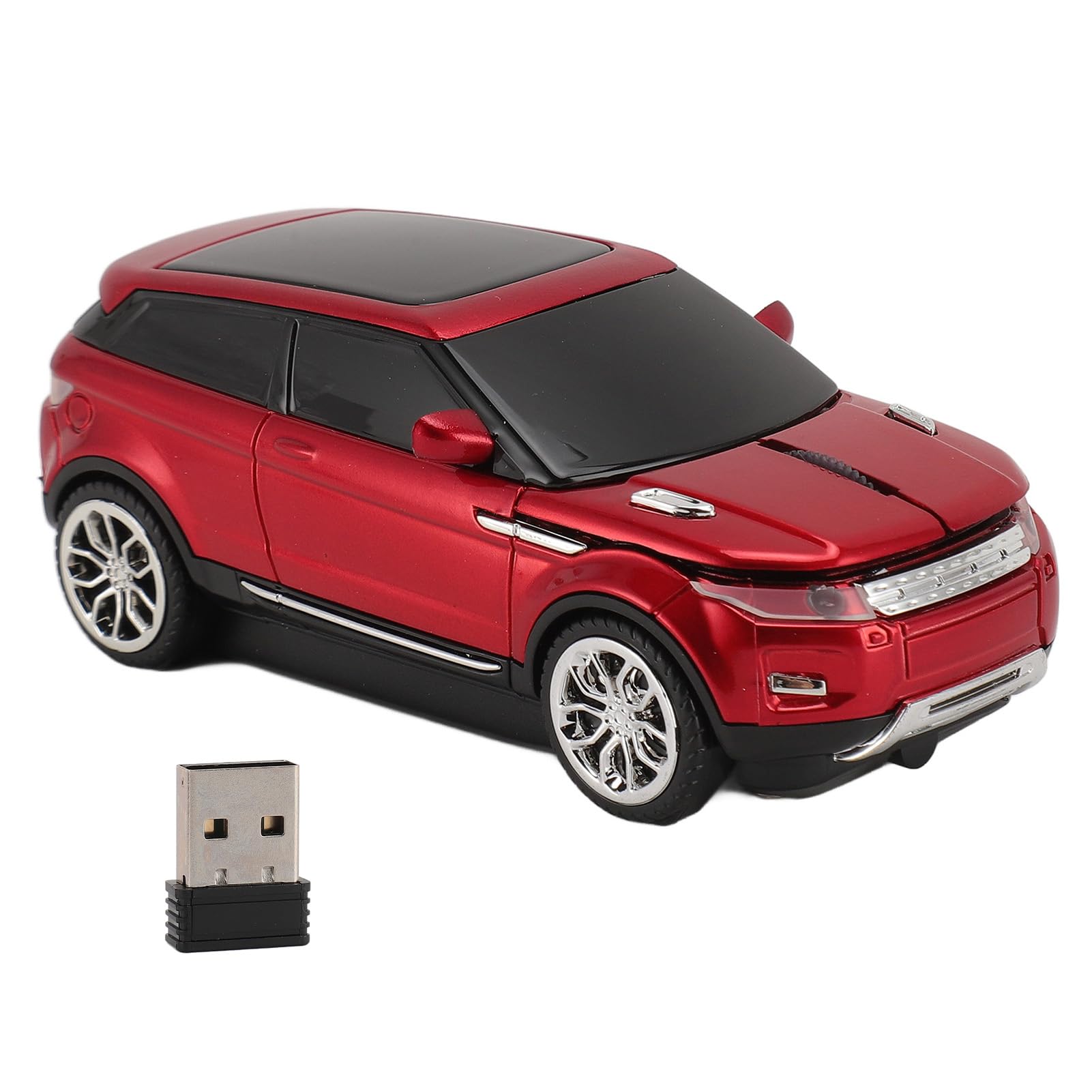 ciciglow Kabellose Gaming-Maus in Autoform, 2,4 GHz, 1600 DPI, Coole 3D-Computermaus in Autoform, USB-Empfänger für Laptop (Rot)