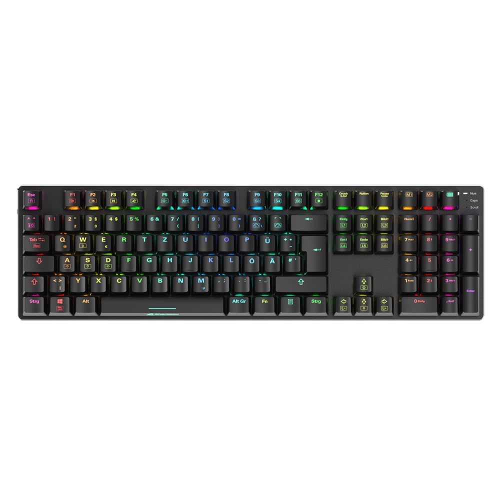 Sharkoon Skiller SGK36W Schwarz, RGB, 2,4 GHz-Drahtlos-Funkverbindung, Huano Rot