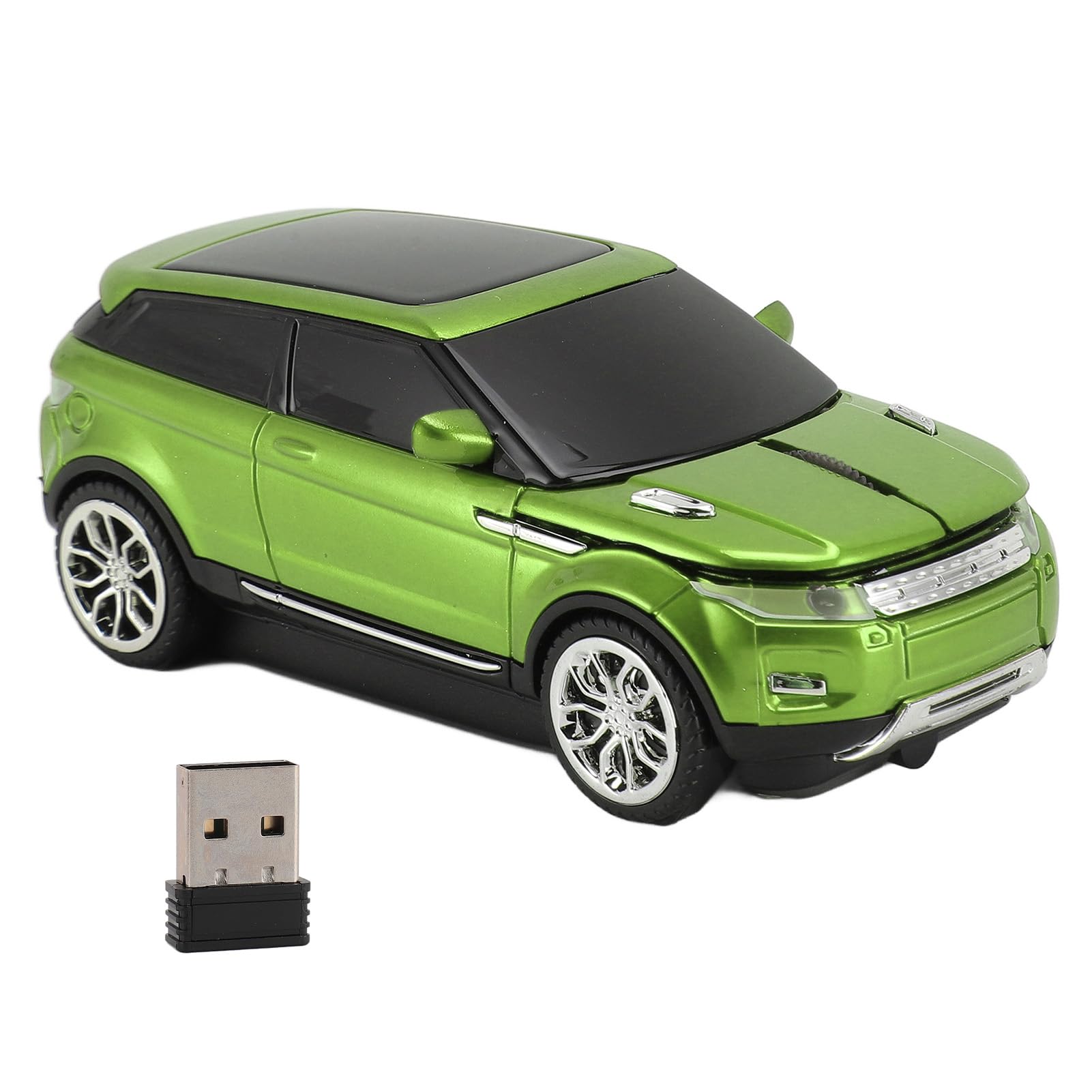 Vikye Drahtlose Gaming-Maus in Sportwagenform, 1600-DPI-USB-Empfänger für Laptop, und -kompatibel (Green)