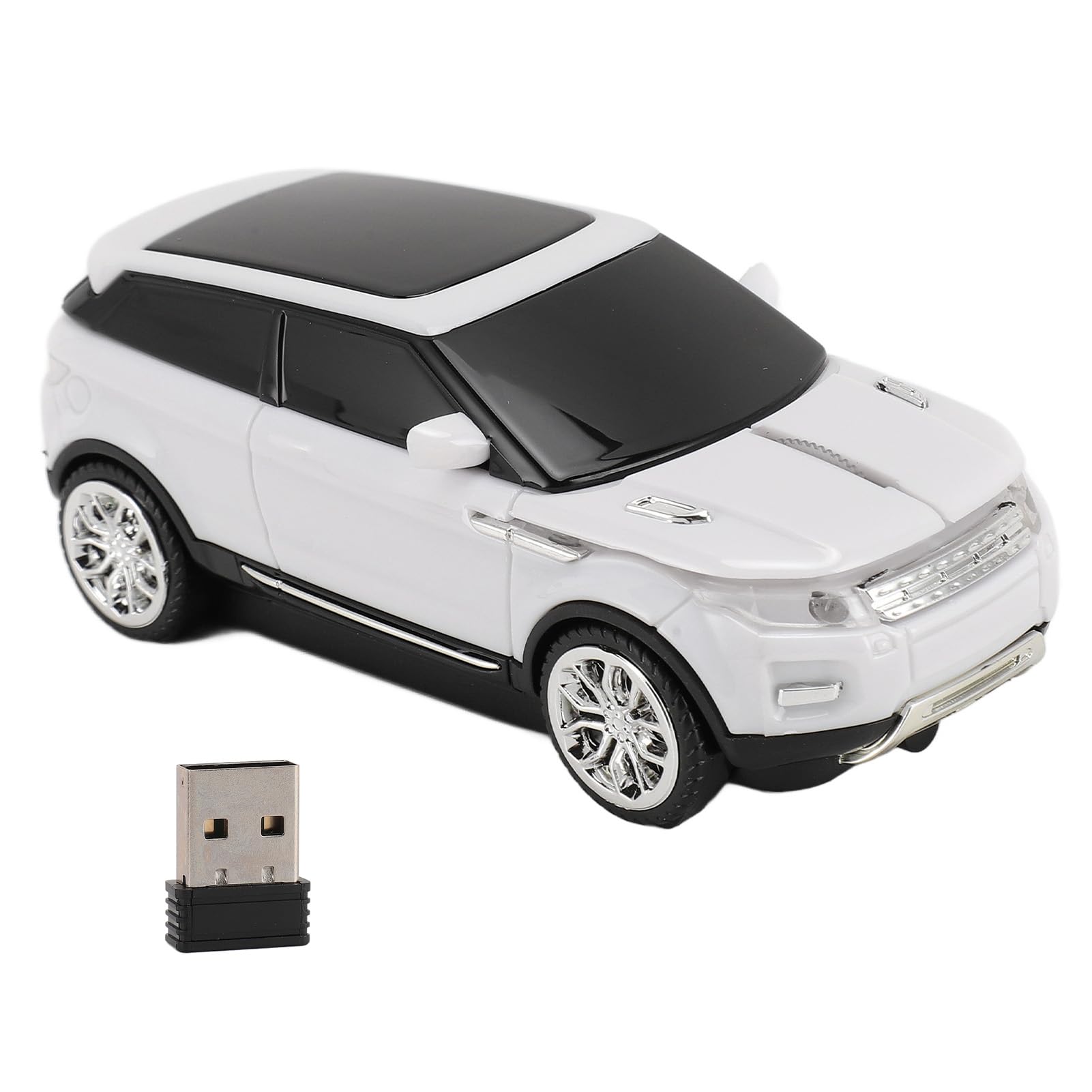 Vikye Drahtlose Gaming-Maus in Sportwagenform, 1600-DPI-USB-Empfänger für Laptop, und -kompatibel (White)