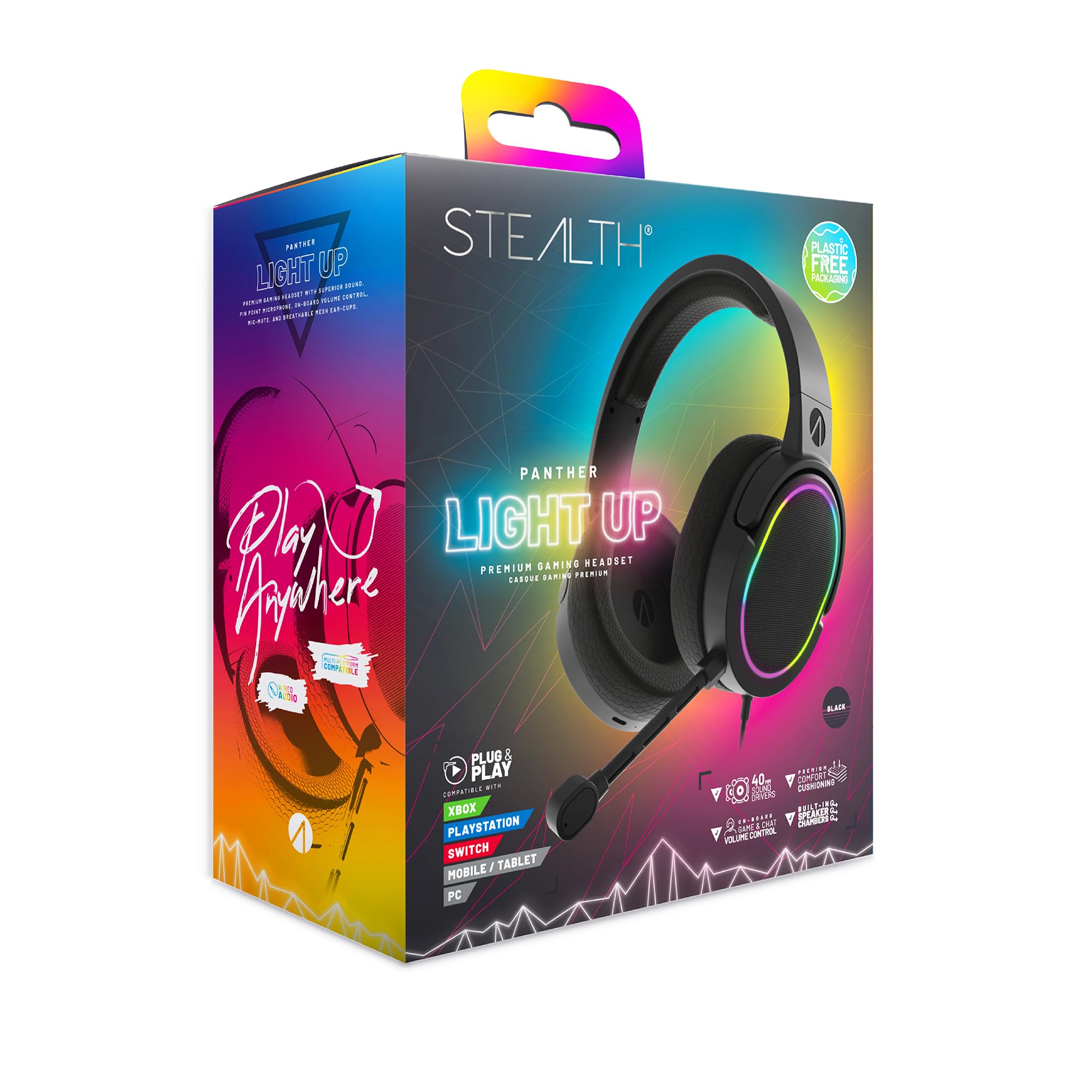 STEALTH PANTHER LED Premium Gaming Headset - Kompatibel mit XBOX, PS4/PS5, Switch, PC