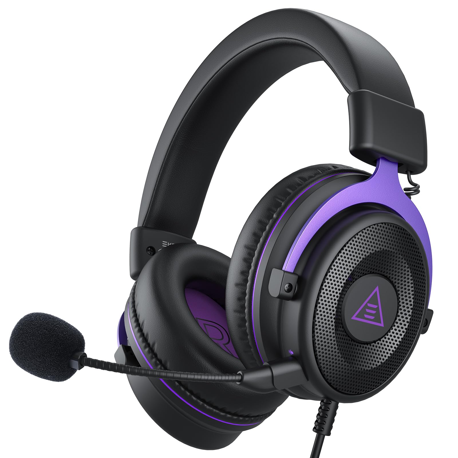 EKSA Gaming Headset, PC Headset mit Abnehmbar Mikrofon mit Geräuschunterdrückung, 3D Surround Sound Gaming Kopfhörer mit 3.5mm Kabel für Switch / PS4 / PS5 / Xbox One, Lila