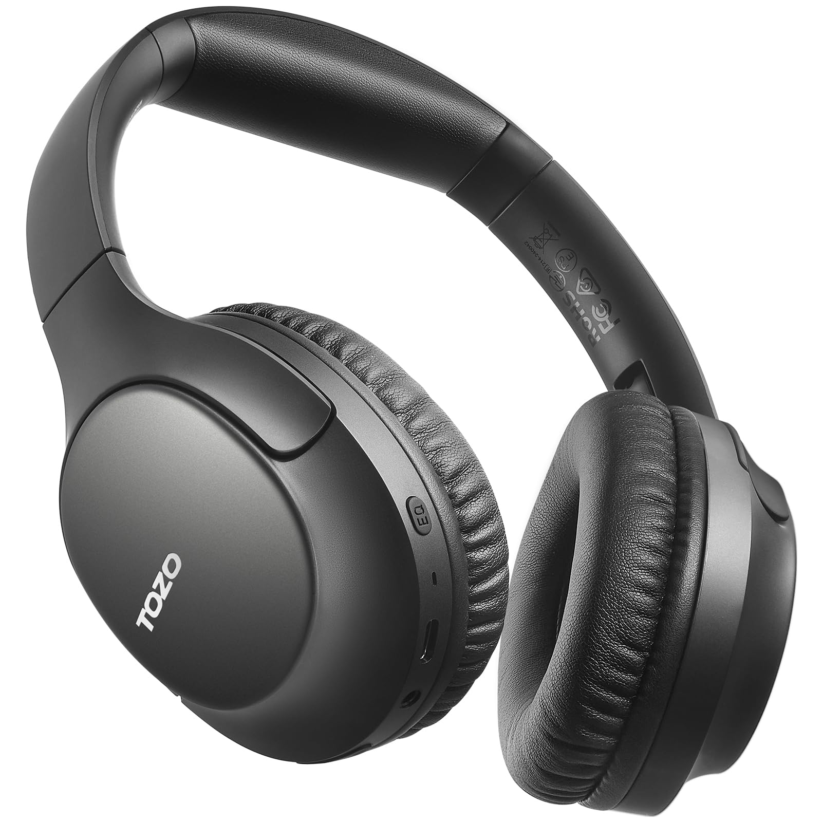 TOZO HA1 kabellose Over-Ear Bluetooth 5.4 Kopfhörer mit ENC für klare Anrufe, Noise Cancelling Kopfhörer mit 70 Std. Akkulaufzeit, Stereo-Tiefbass, faltbares Design, App- und Tastensteuerung, Schwarz