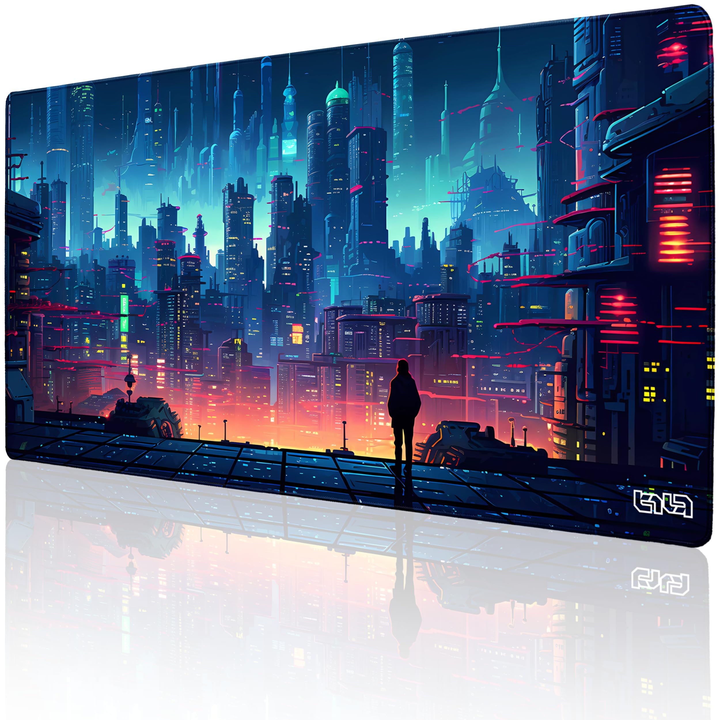 Tilt Schreibtischunterlage 100x50 cm Gaming Mauspad XXL | Rutschfester Mousepad Groß für Schreibtisch und PC Gadgets | Wasserdichter Desk Mat (Retro Cyberpunk)