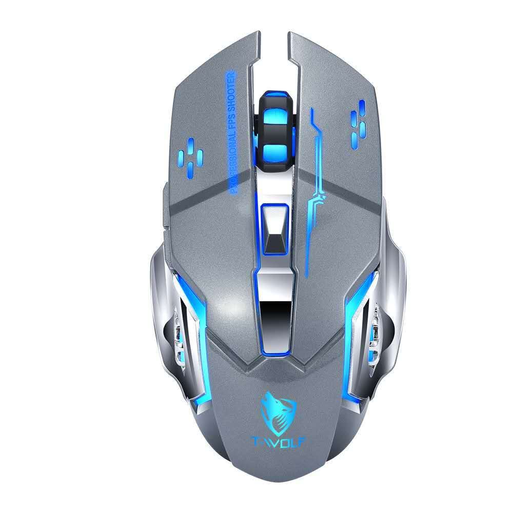 Thunder Wolf Q13 Ladestummschaltung, kabellose Maus, Gaming-Business, leuchtende mechanische Maus, grenzüberschreitend [Q13 Dual-Modus], Sterngrau