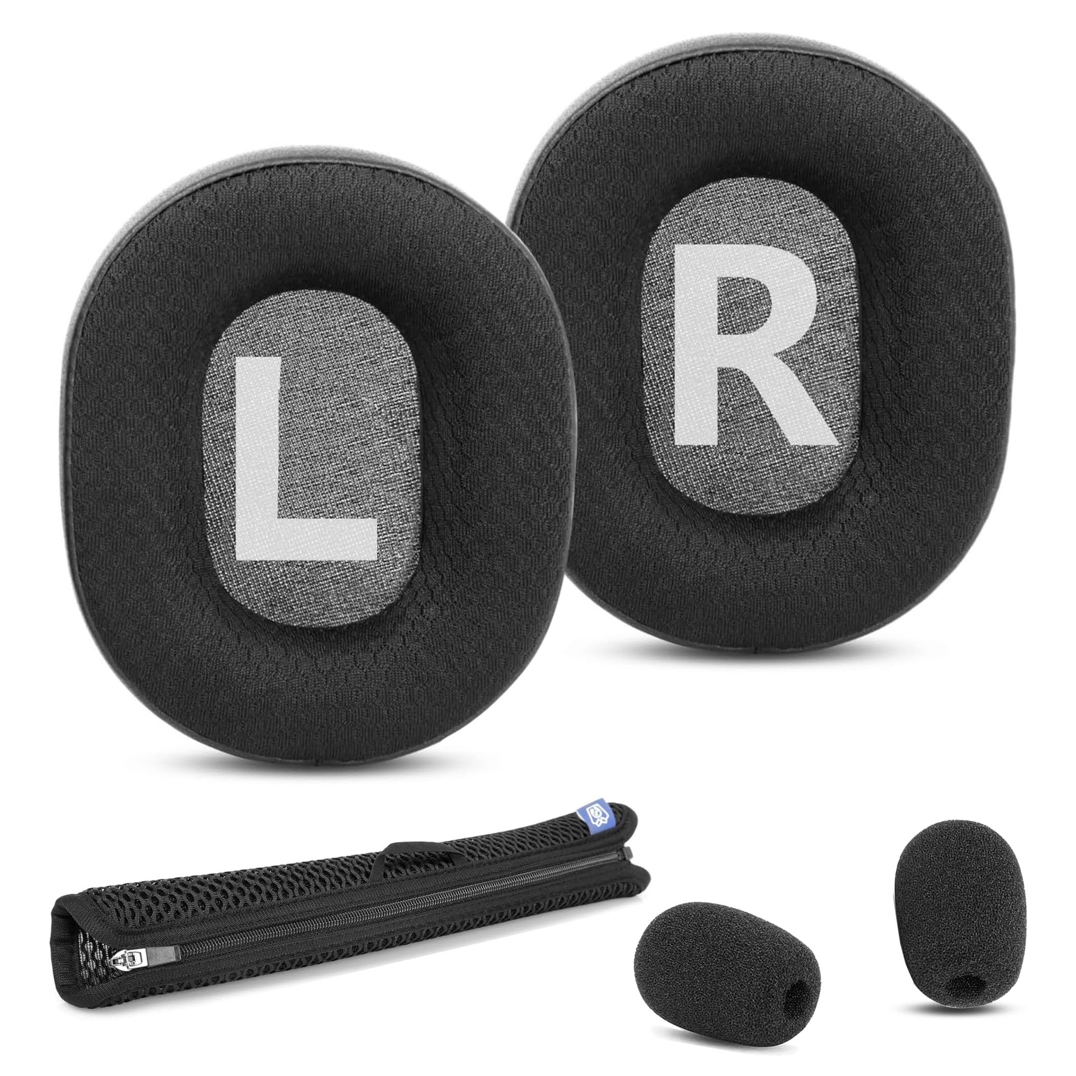 Ohrpolster + Kopfband kompatibel mit HyperX Cloud Alpha, Cloud II, Cloud III, Cloud Alpha S Gaming Headsets Ohrpolster Ersatz mit strapazierfähigem & atmungsaktivem Stoff/hochdichtem Schaum
