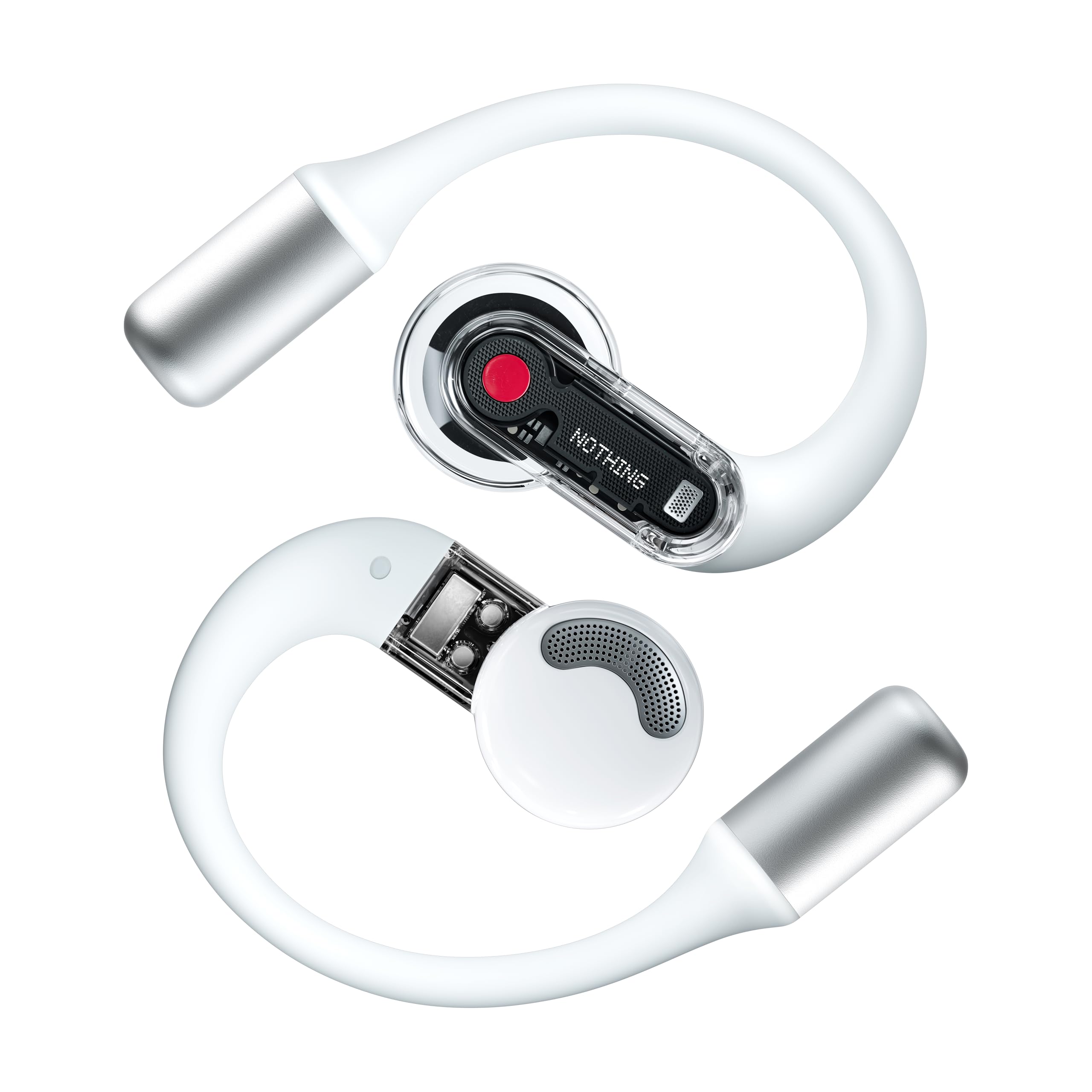 Nothing Ear (Open) Open-Ear-ohrhörer mit Zwei Mikrofone und AI Clear Voice, Open Sound Technology, IP54 Staub- und wasserresistent, 30 Stunden Wiedergabe und Erweiterter EQ - Weiß