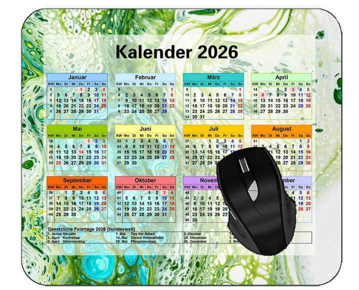 YENDOSTEEN 2026 Kalender Mauspad,Blume Zweig Frühling Gaming Mauspad,Computer Zubehör Anti-Rutsch Mauspad