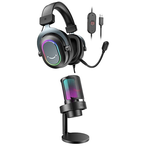 FIFINE Gaming Headset mit Mikrofon + USB Mikrofon PC