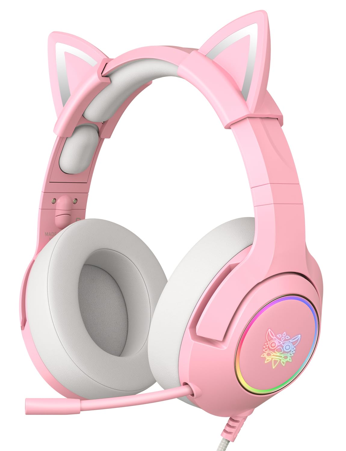 PHNIXGAM RGB Kopfhörer Ständer mit 3.5mm AUX und 3 USB 2.0 Anschlüsse, Universeller Gaming-Headset Ständer Halter für Gamer Gaming PC Zubehör (Rosa Headset)
