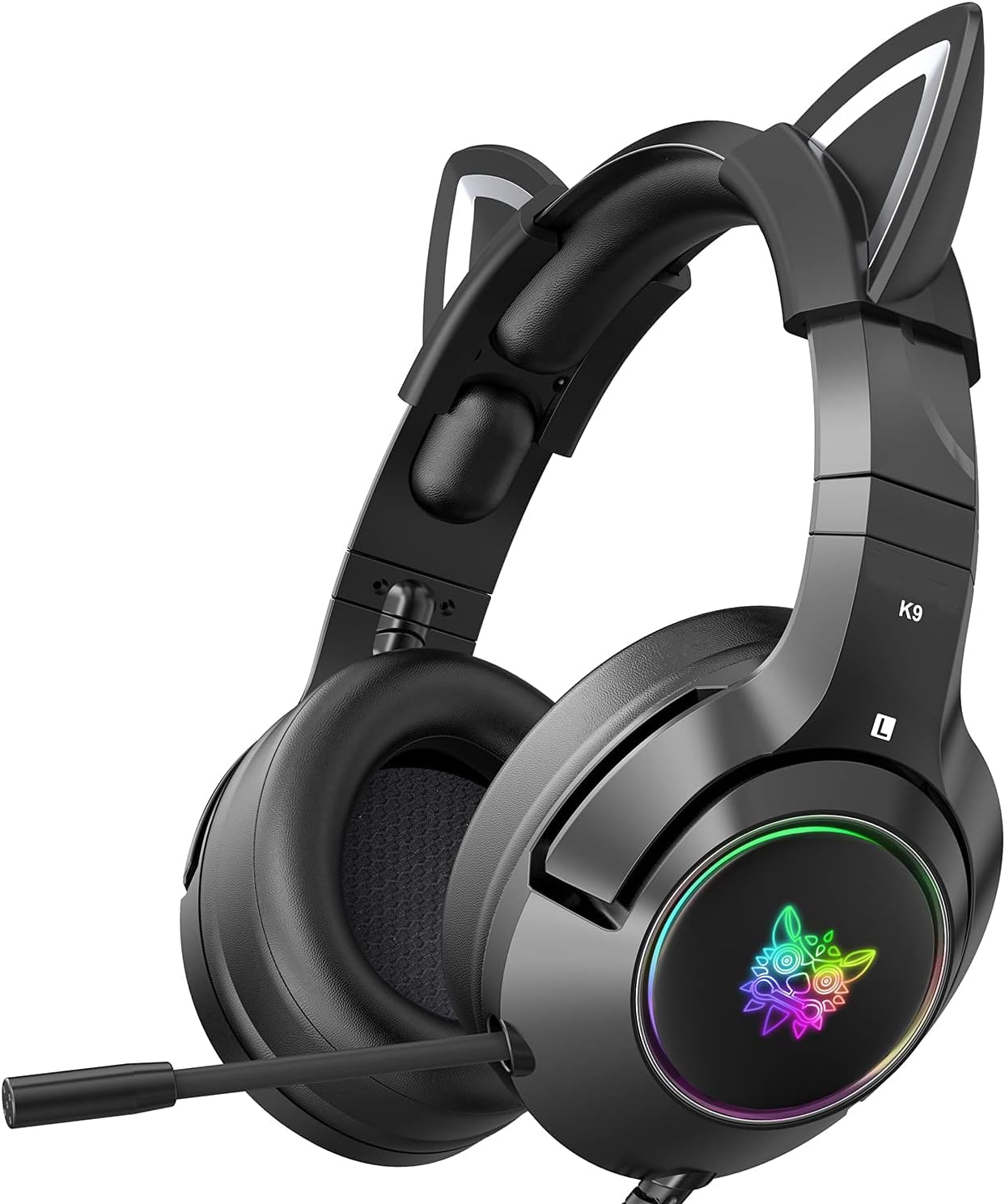 PHNIXGAM Gaming-Kopfhörer FÜR PS4, PS5, Xbox One X/S (Ohne Adapter), 3.5mm Kopfhörer Mit Abnehmbaren Katzenohren, Mikrofon, RGB, Surround-Sound FÜR PC, Mobiltelefon (Schwarz)