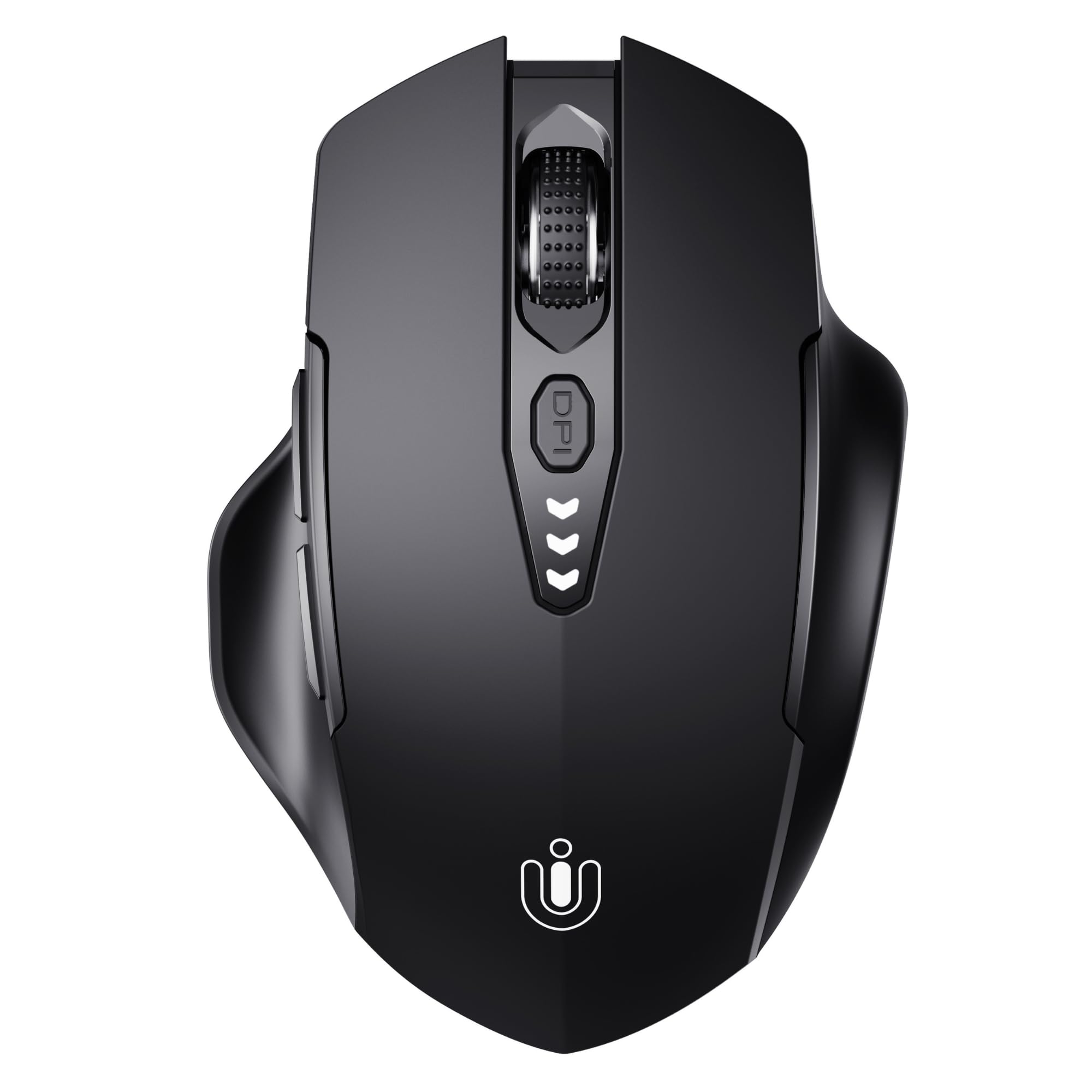 Uineer Bluetooth Maus, aktualisiert Maus kabellos Tri-Modus (BT 5.0/4.0+2,4 GHz), sichtbare Batteriestufe, ergonomische Computer Maus, 4 einstellbare DPI, funkmaus für Laptop und PC, schwarz