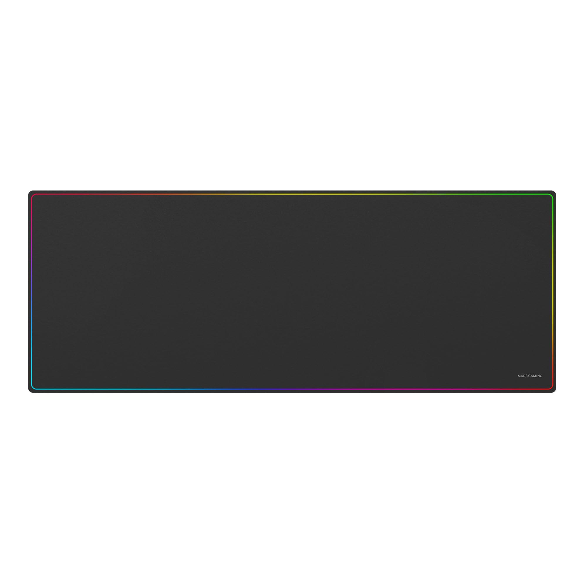 Mars Gaming MMP224, XXL-Gaming-Mauspad 880x330mm, Regenbogen-Randdesign, rutschfeste Naturkautschuk-Basis, hochpräzise Nanotextil-Oberfläche, Flexibles Mauspad, Schwarz