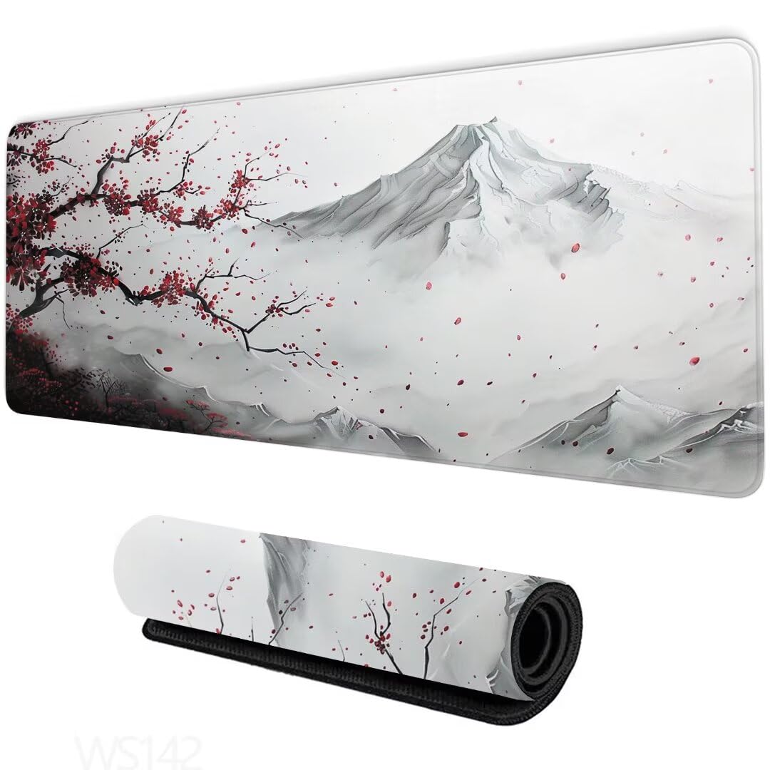 Mauspad XXL 700x400x3mm, Gaming Mauspad Weiß Mauspad Groß, Schreibtischunterlage Berg Desk Mat, Verbessert Präzision und Geschwindigke, Wassxerdicht Anti-Rutsch, Gaming-Mauspads für Pc, Laptop WS-142
