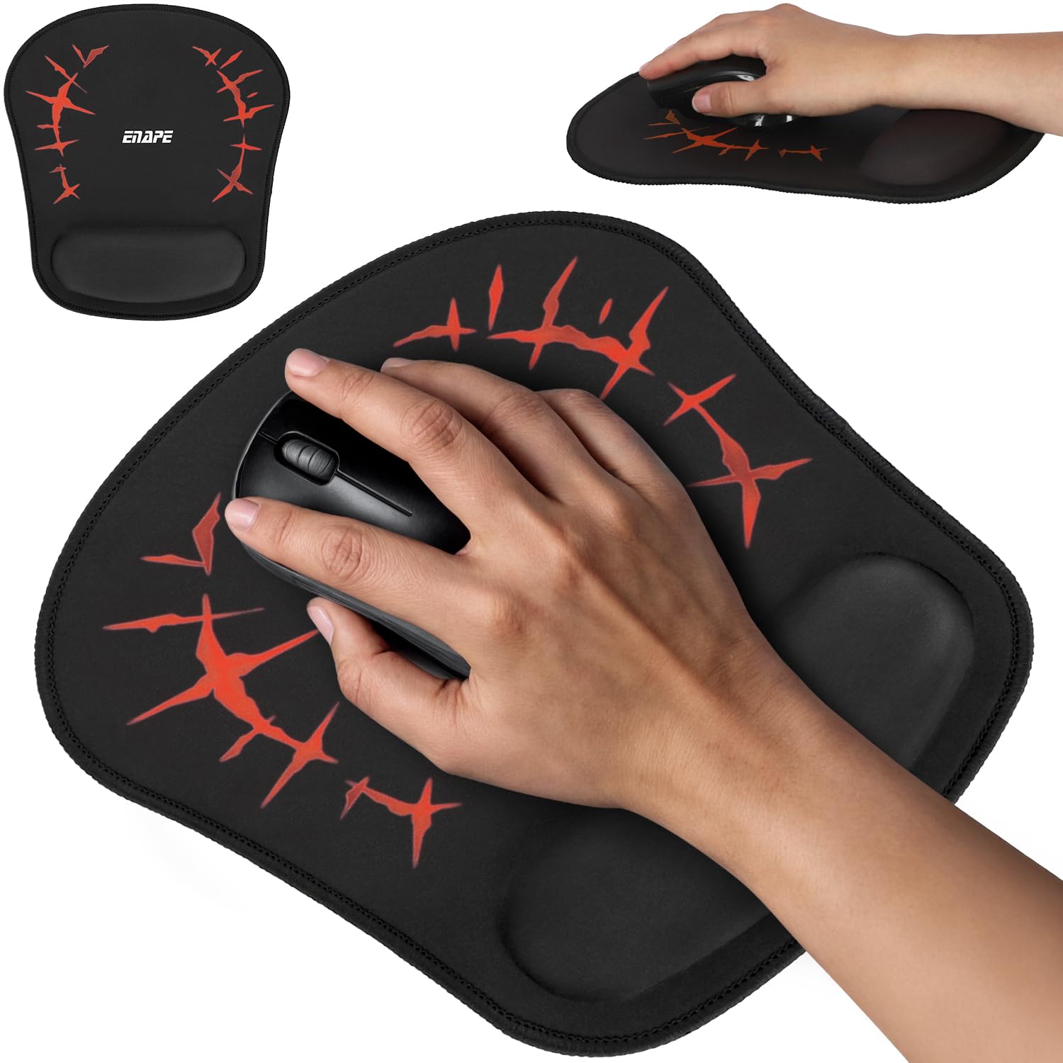 Wrist Mousepad für Gaming & Büro mit Memory-Schaum – Maus Pad PC, Mouse Pads & Tastatur Unterlage Schreibtisch – Mousepad Anime, Schreibtischzubehör & Ablage (Rot)