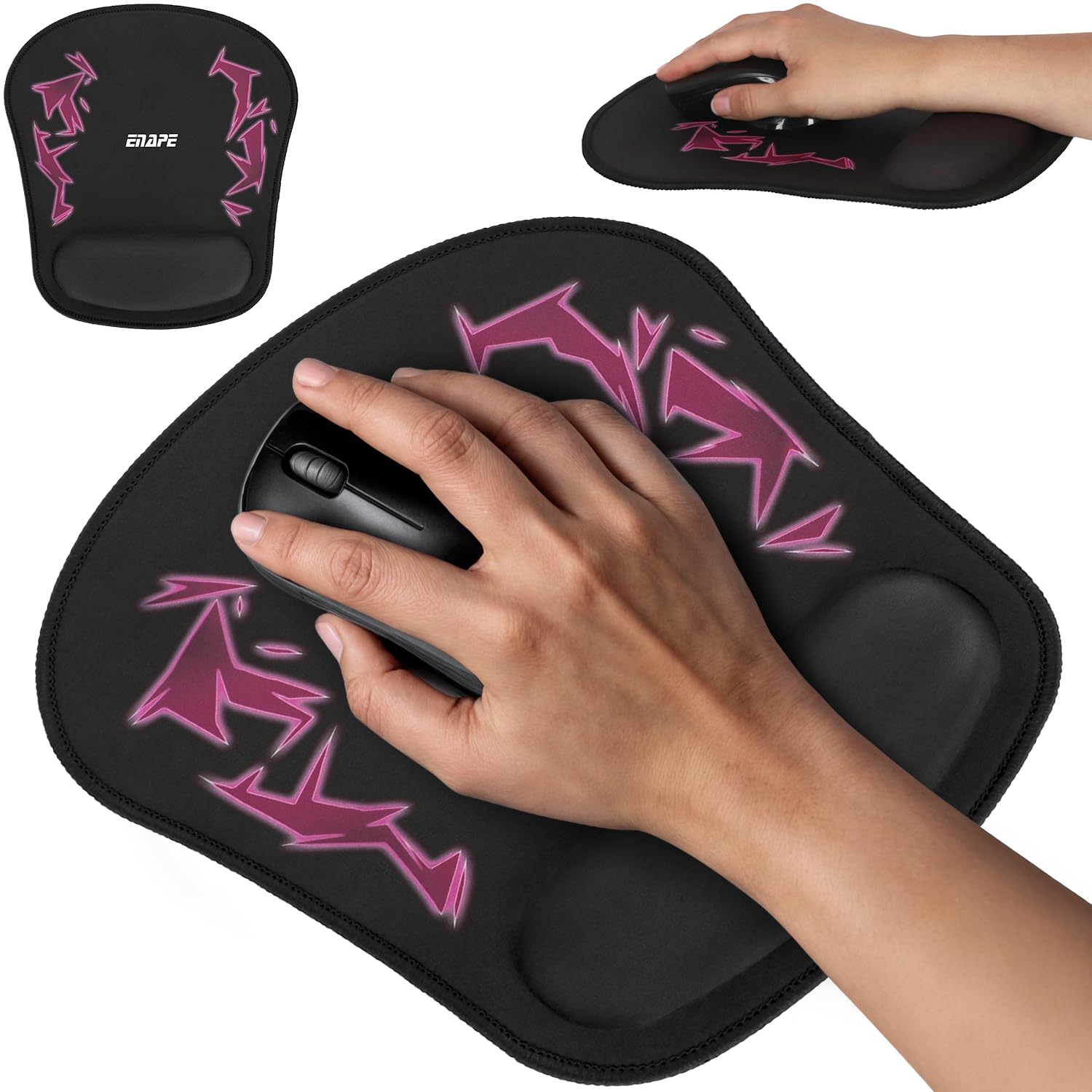 Wrist Mousepad für Gaming & Büro mit Memory-Schaum – Maus Pad PC, Mouse Pads & Tastatur Unterlage Schreibtisch – Mousepad Anime, Schreibtischzubehör & Ablage (Violett)