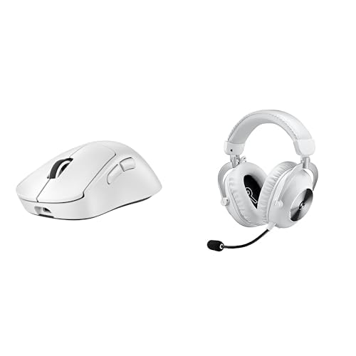 Logitech G PRO X SUPERLIGHT 2 DEX LIGHTSPEED kabellose Gaming-Maus, 32K-DPI-Sensor und USB-C-Ladefunktion + PRO X 2 LIGHTSPEED Wireless Gaming Headset, abnehmbares Boom-Mic, 50-mm-Graphen - Weiß