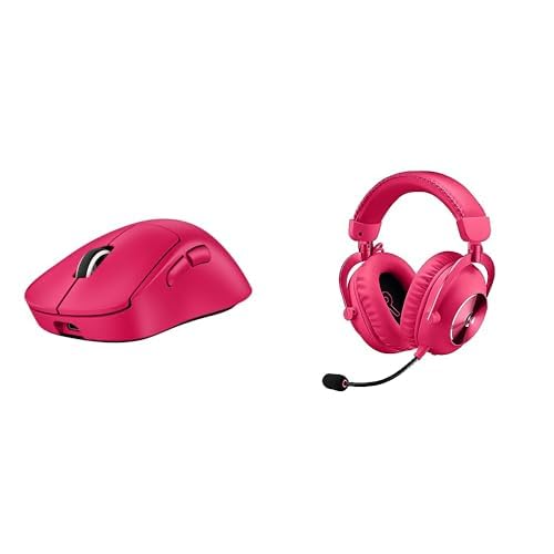 Logitech G PRO X SUPERLIGHT 2 DEX LIGHTSPEED kabellose Gaming-Maus, 32K-DPI-Sensor und USB-C-Ladefunktion + PRO X 2 LIGHTSPEED Wireless Gaming Headset, abnehmbares Boom-Mic, 50-mm-Graphen - Magenta