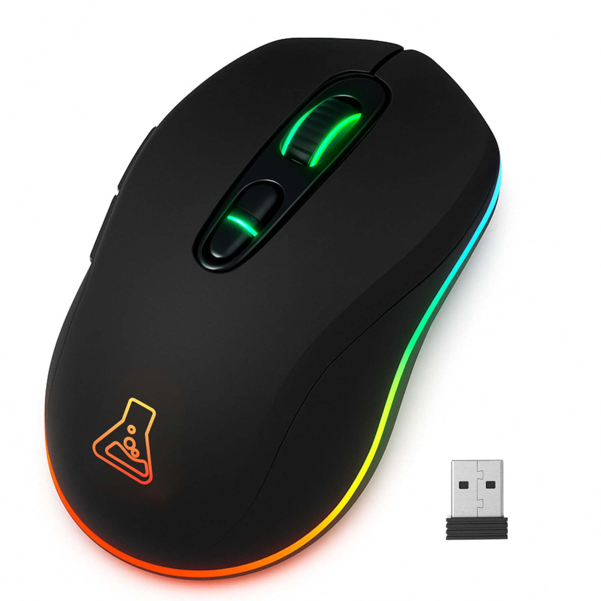 The G-LAB - Kult Krypton - Kabellose Gaming-Maus, 6400 DPI - Wireless Maus Bluetooth & 2.4 GHz, RGB, Wiederaufladbare Batterie, 7 Tasten, Leicht, Beidhändig - Schwarz - Neu