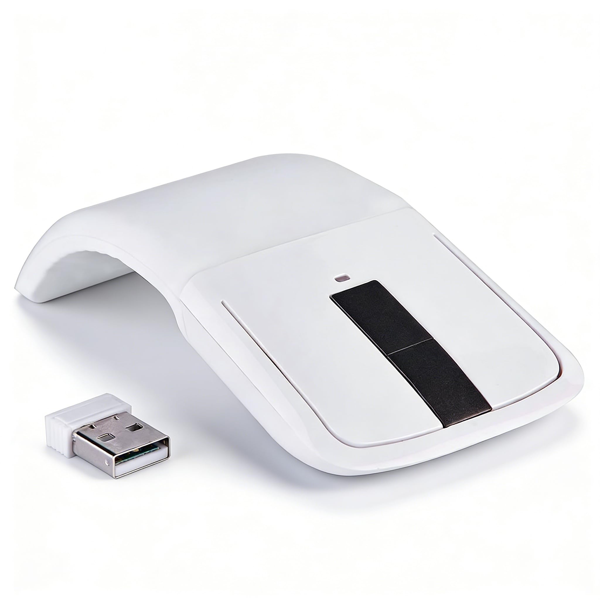 Dpofirs Arc Mouse, Ergonomische Maus 2,4 GHz Faltbare Arc Touch Maus Mäuse USB-Empfänger für PC Notebook Smart TV (White)