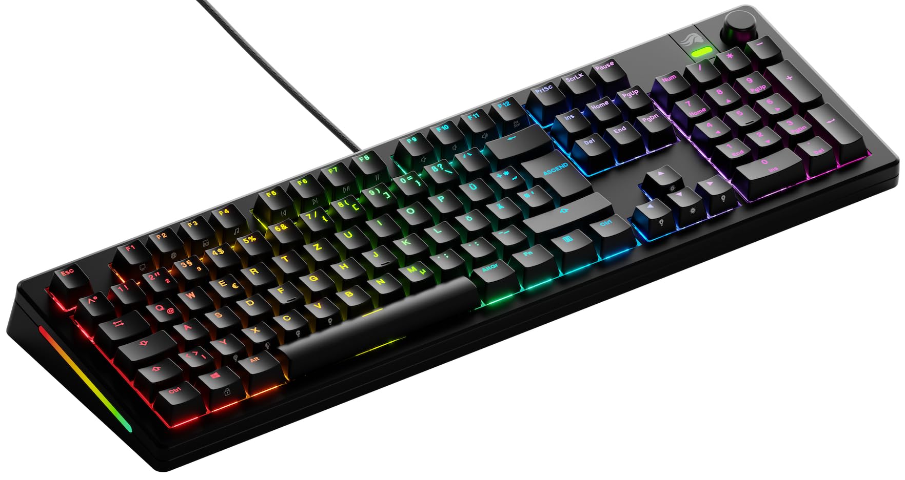 GLORIOUS Gaming GMMK 3 Mechanische Tastatur mit Drehknopf: Full Size 100%, Dichtungssystem, Doubleshot PBT Tastenkappen, Aluminium Platte, Hot-Swap fähig, QWERTZ Deutsch (Schwarz)