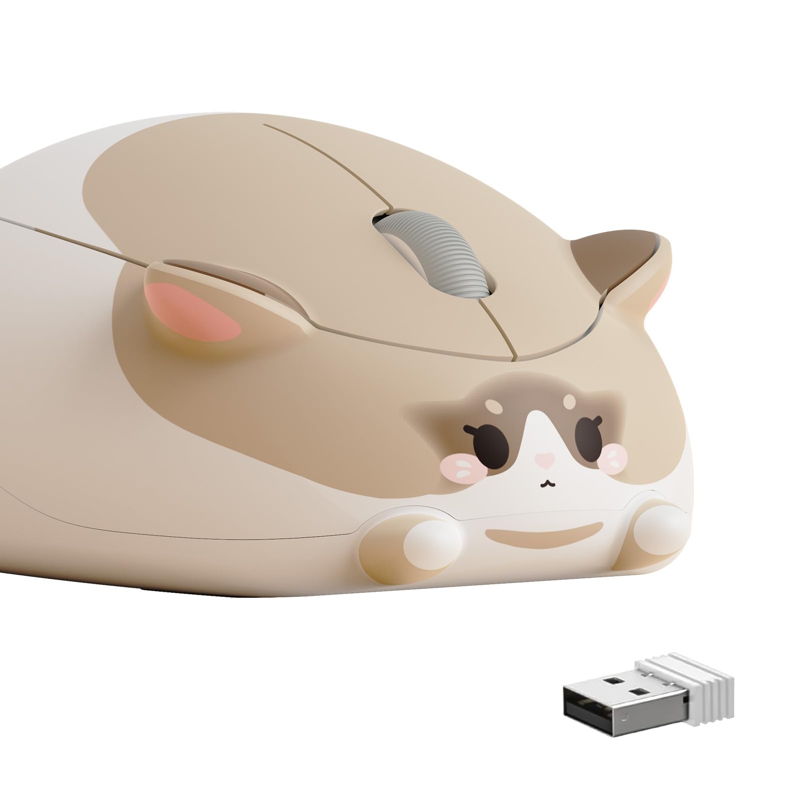 Akko Kabellose Gaming-Maus in Ragdoll-Katzenform, 2,4 GHz mit USB-Empfänger, 1200 DPI optisches Tracking, ergonomisch, leises Klicken, geräuschlose kabellose Maus, kompatibel mit Mac/Win (Ragdoll Cat)