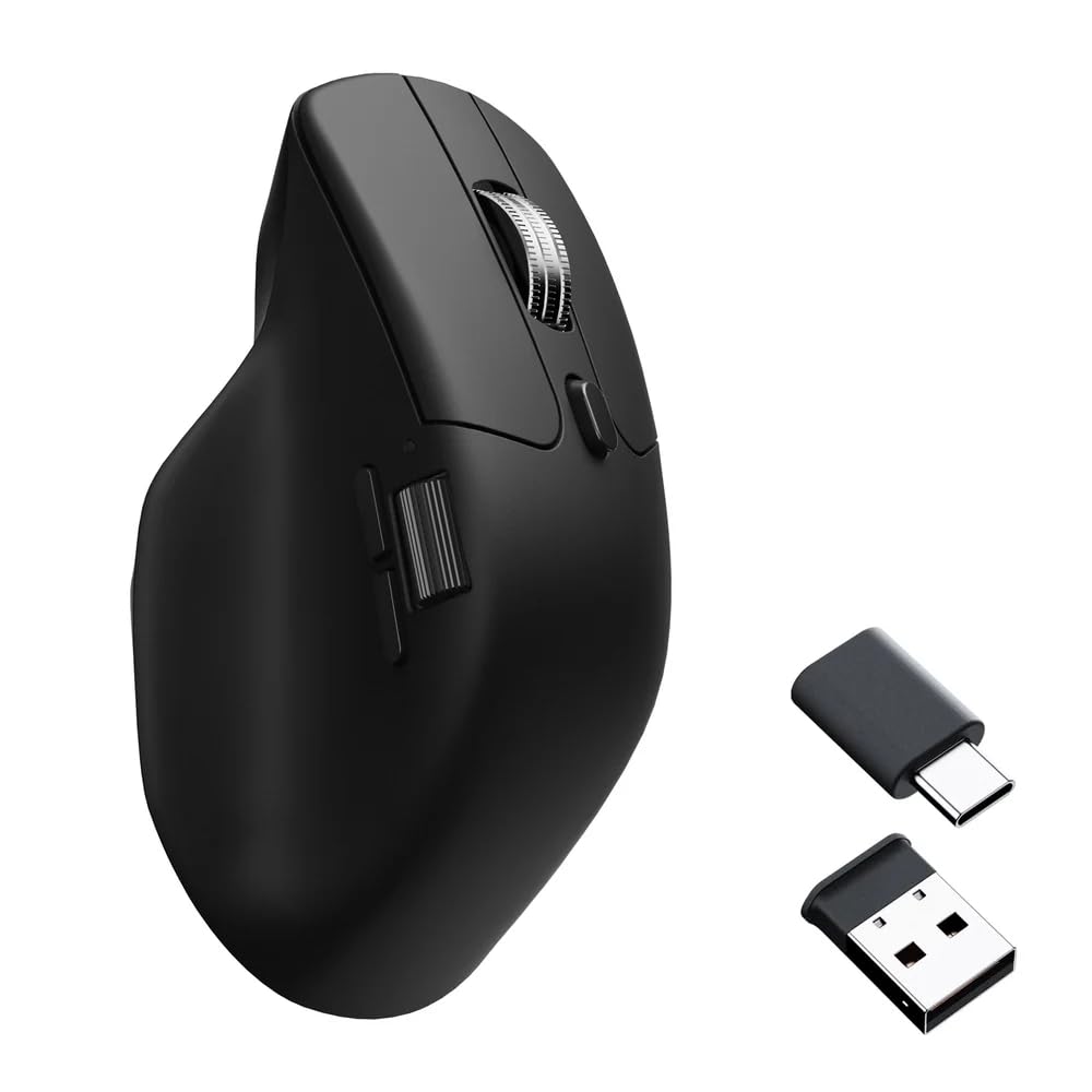 Keychron M6 Wireless Bluetooth/2.4 GHz/Kabelgebundene Optische Maus,1000Hz Leichtgewicht 86g Programmierbarer PixArt 3395 Sensor 26K DPI/ 650 IPS Für Windows Mac Linux (Schwarz)