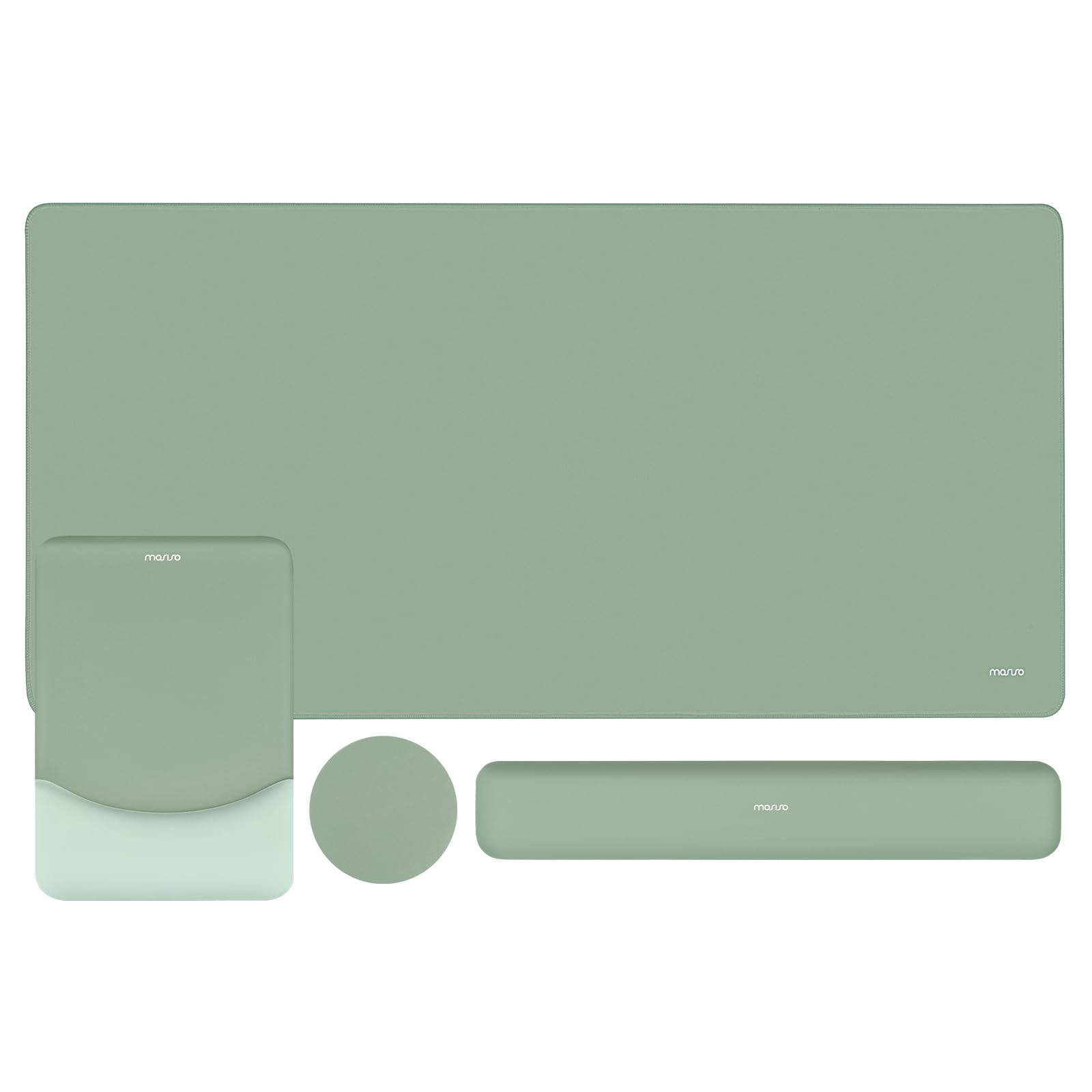 MOSISO Tastatur Mauspad Set, Großes Schreibtischunterlage Desk Mat & Rechteckige Handballenauflage Tastatur & Handgelenkauflage Ergonomisches Mauspad & Untersetzer - Rutschfestes, Büro,Antikes Grün
