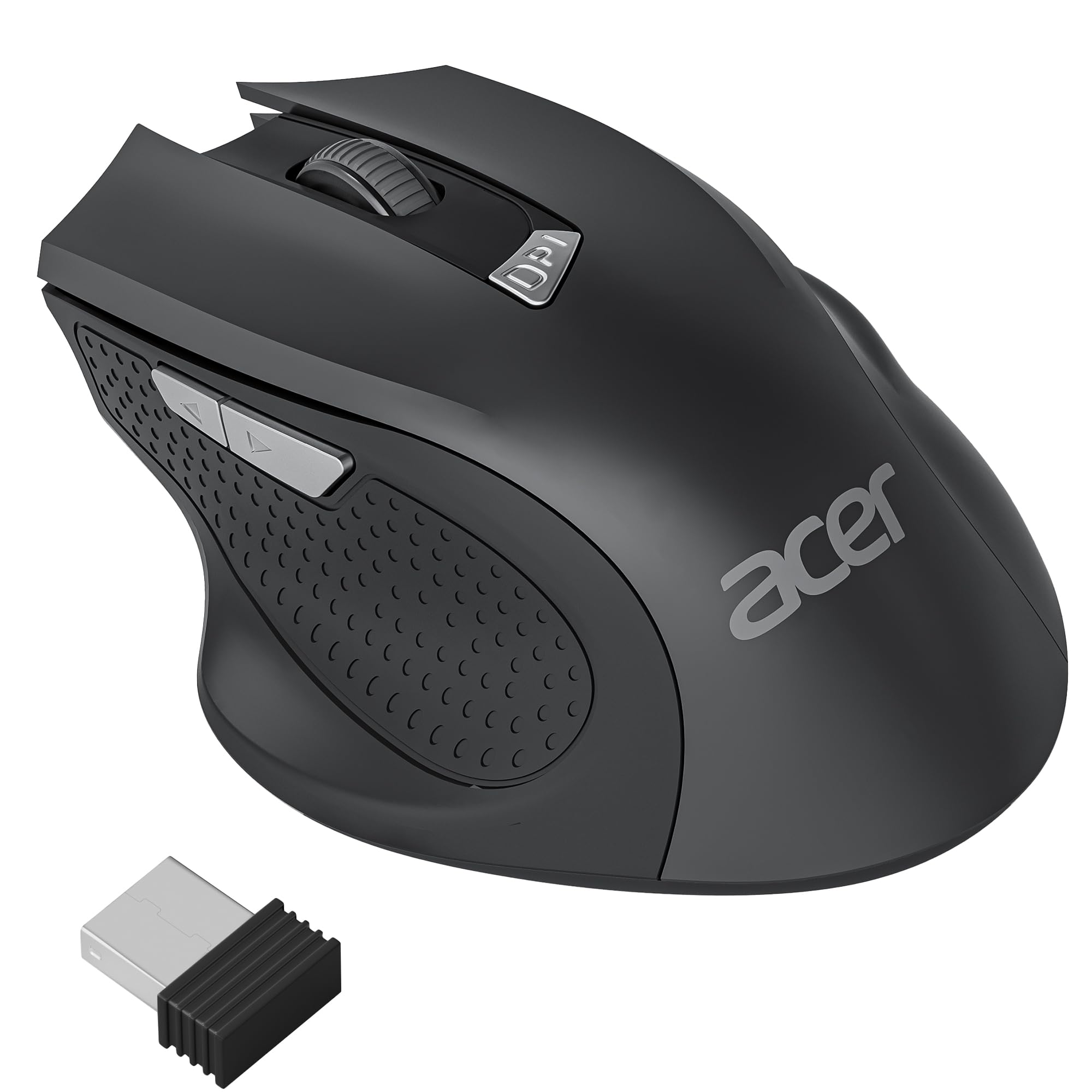Acer PC Maus Kabellos, Ergonomische Funkmaus mit 800/1200/1600 DPI Einstellbar, 2,4 GHz mit USB-Empfänger, 6 Tasten Batteriebetrieben Kompatibel mit PC, Laptop und MacBook