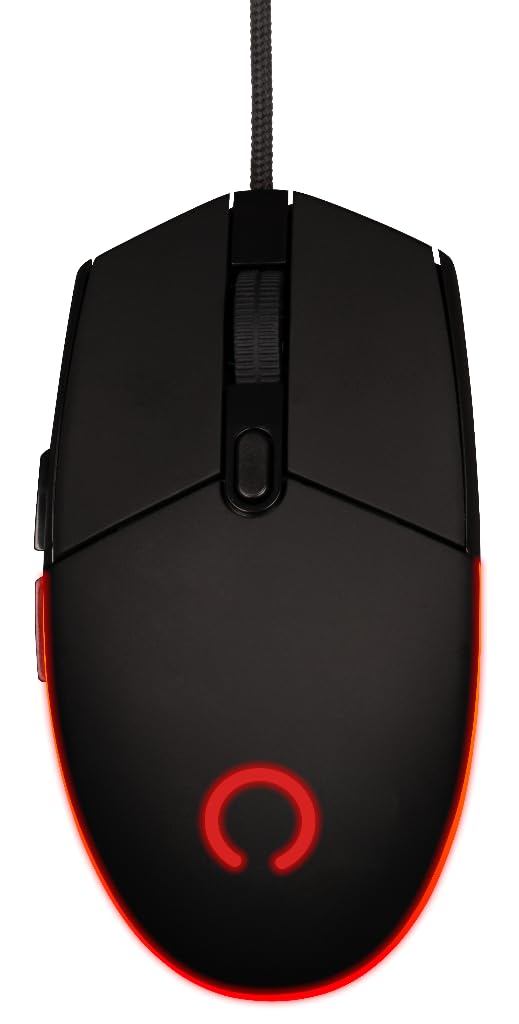 Konix Kabelgebundene Gaming-Maus Arcane 70 g für PC - 4 DPI-Stufen - Gummibeschichtung - Geflochtenes Kabel - Regenbogen-LED-Beleuchtung - Schwarz