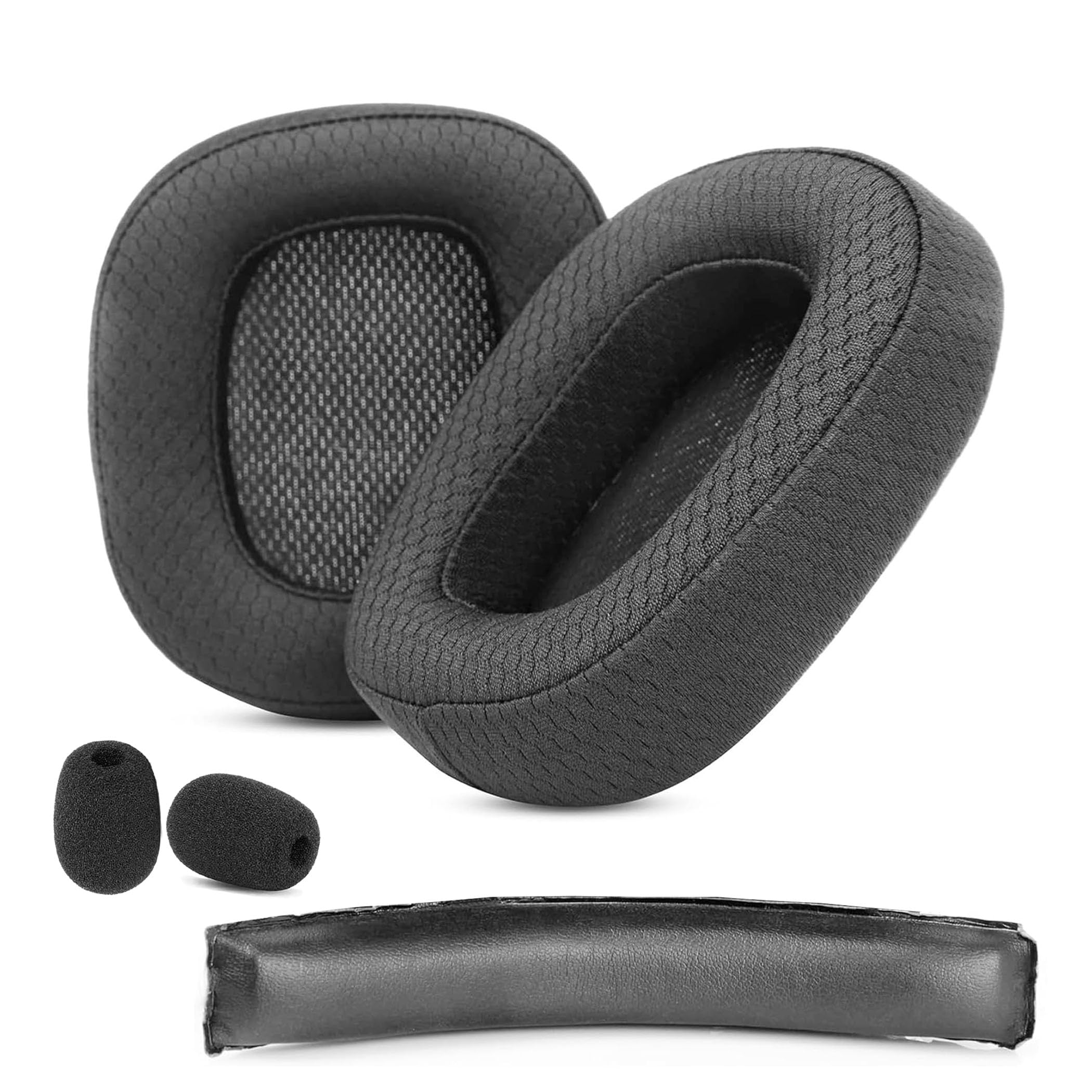 Ohrpolster + Kopfband kompatibel mit Logitech G930 G930s G430 G432 Headsets. Austauschbare Ohrpolster mit strapazierfähigem & atmungsaktivem Stoff/Hochdichtem Schaumstoff