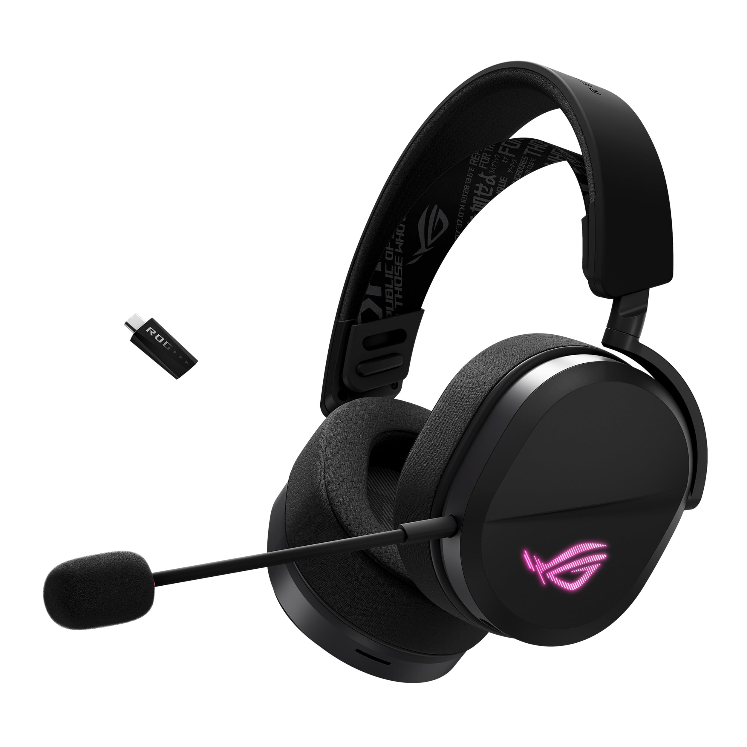 ASUS ROG Pelta kabelloses RGB Gaming Headset (ROG SpeedNova, Bluetooth, 2,4 GHz, USB-C, 50-mm-ROG-Titanmembran-Treibern, 10-mm-Superbreitband-Boom-Mikrofon, 309g leicht, Aura Sync RGB)