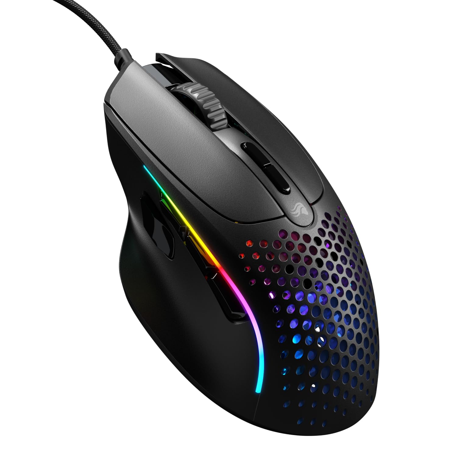 Glorious Gaming Model I 2 Wired Mouse: 9 programmierbare Tasten (2 tauschbar), superleichte 66 g, optischer 26k-Sensor, Sch. 80M Klicks, MMO/MOBA/FPS, ergonomische Seitliche Daumenauflage RGB, schwarz