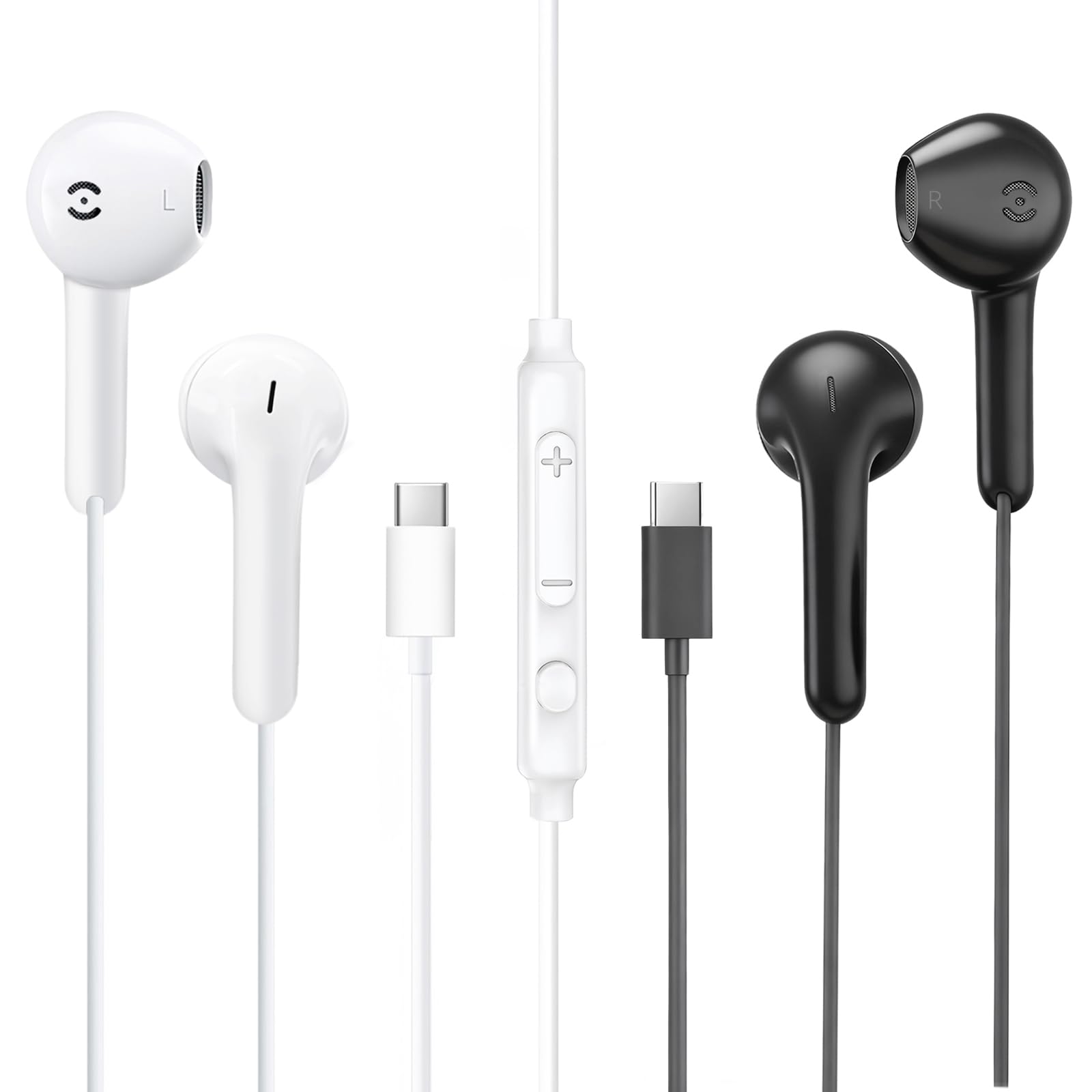 MAS CARNEY USB C Kopfhörer mit Kabel TH9, 2er Pack In-Ear Headset Typ C mit Mikrofon für iPhone 17 16 15 Pro Max, iPad Pro, Samsung Galaxy A16 A17 A54 A56 S25 S24 S23 A55 A53, Google Pixel, Huawei, Mi