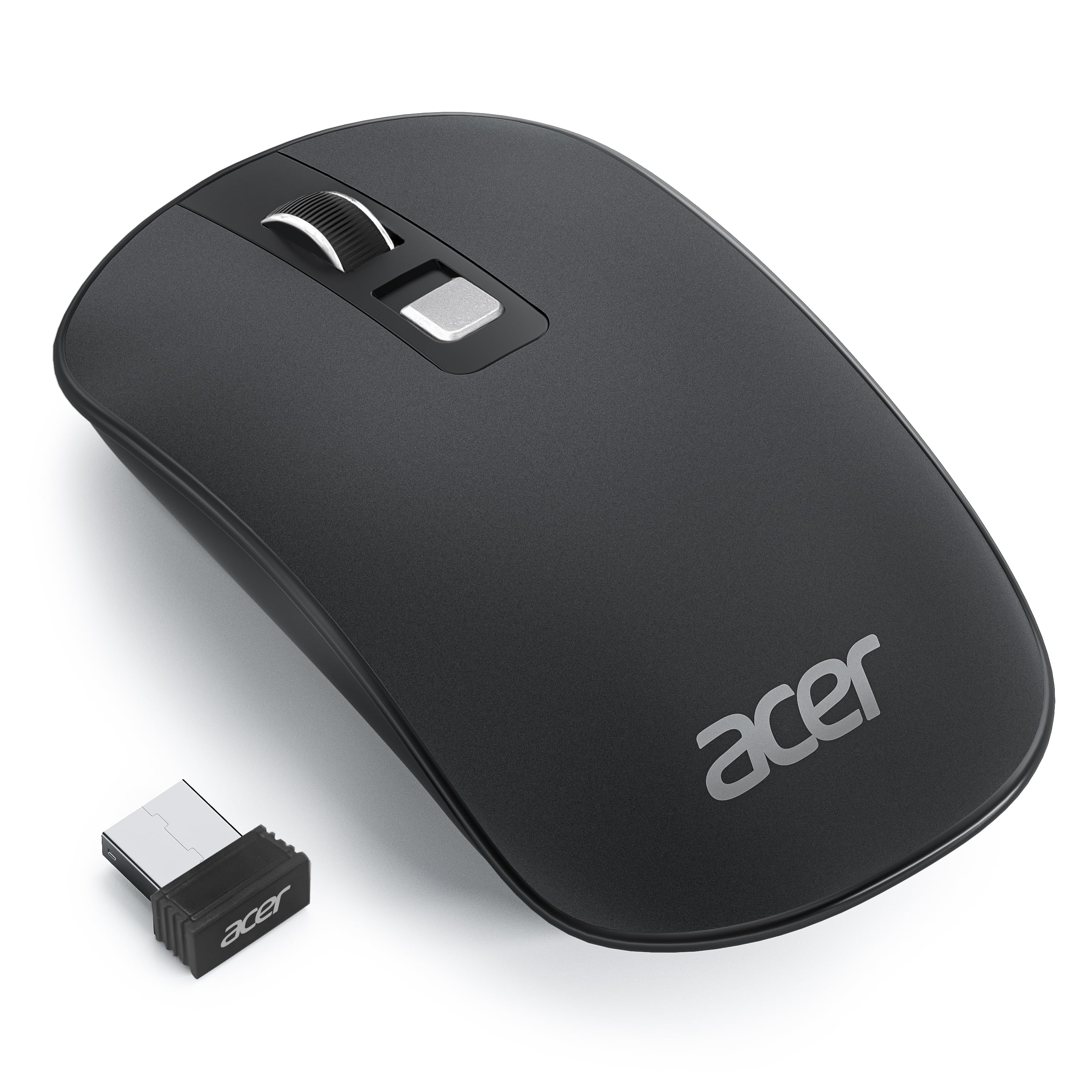Acer Ultradünne Maus Kabellose, Tragbare 2,4 GHz Funkmaus, Wireless Mouse mit 800/1200/1600 einstellbare DPI, 4 Tasten Kabellos Computermaus, Maus Kabellos Laptop, Dell XPS, ASUS, Surface