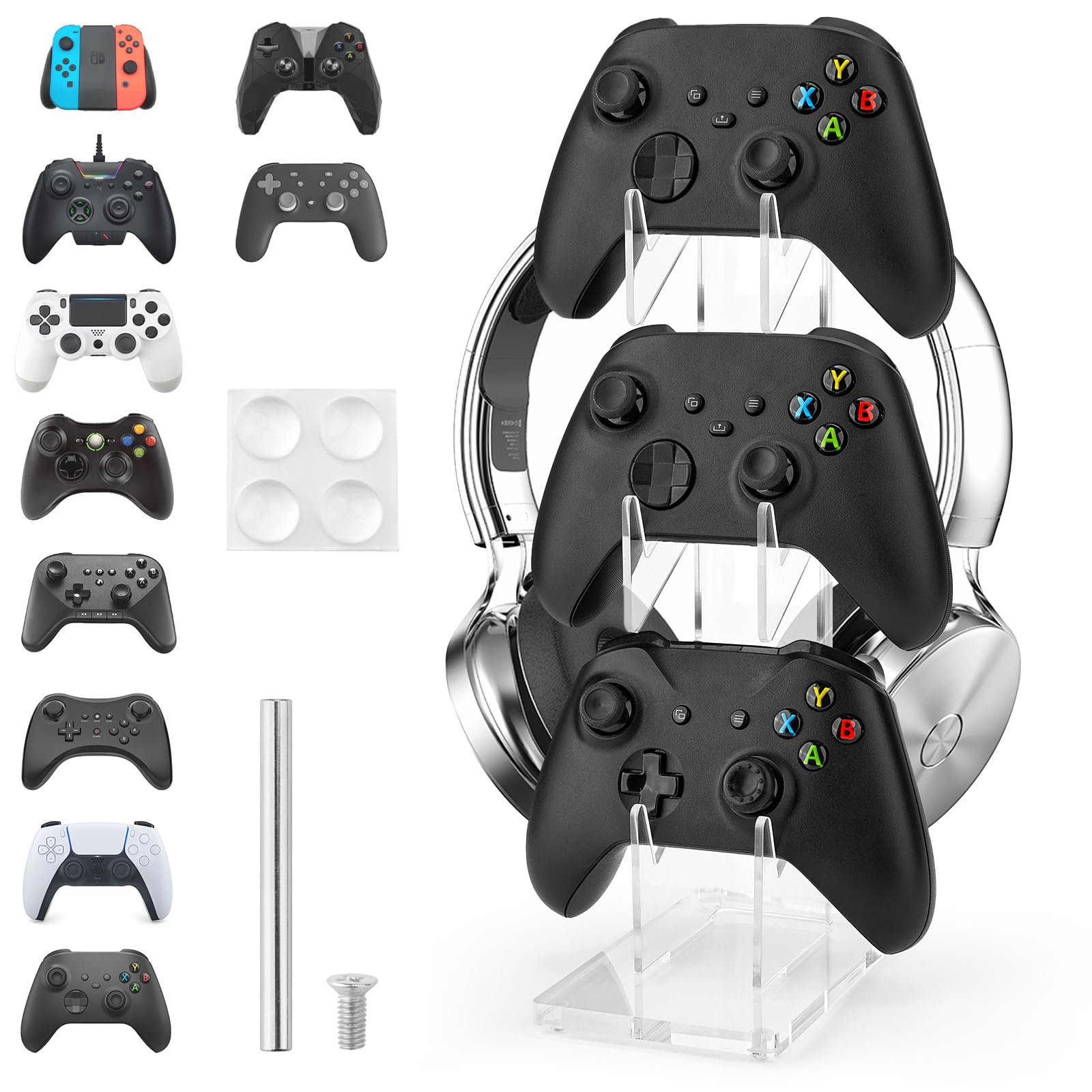 YIBEICO Universeller 3-stufiger Controller-Ständer für Xbox Series X, Xbox, 360, PS5, PS4, Switch, Nintendo, Dampfcontroller, Gaming-Headset, Gaming-Zubehör, transparenter Controller-Halter