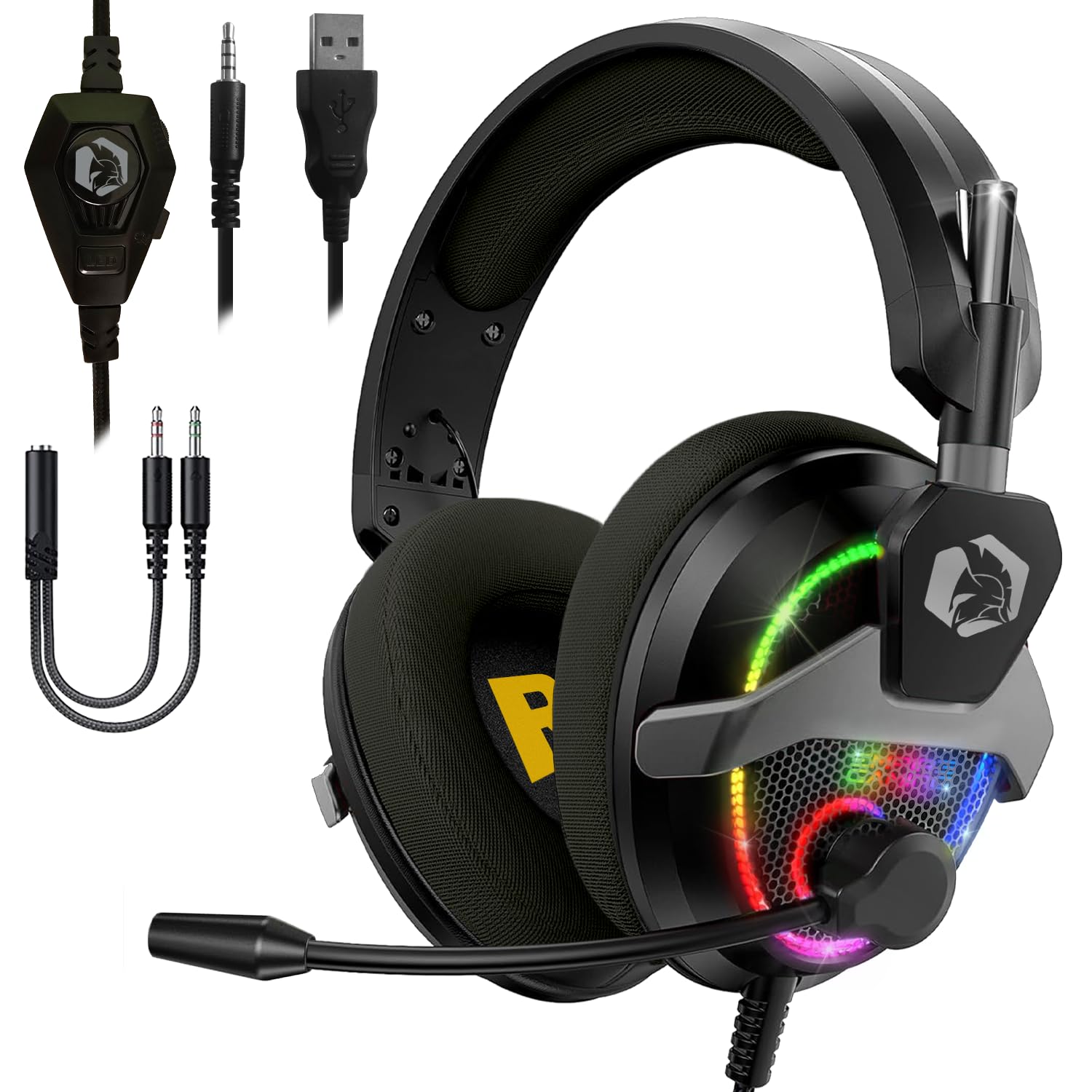 Empire Gaming H-13 RGB Kopfhörer für PS5, PS4, Xbox, Switch, PC, Mac, Smartphones, Tablets, High Definition Sound, Flexibles Mikrofon, Schwarz