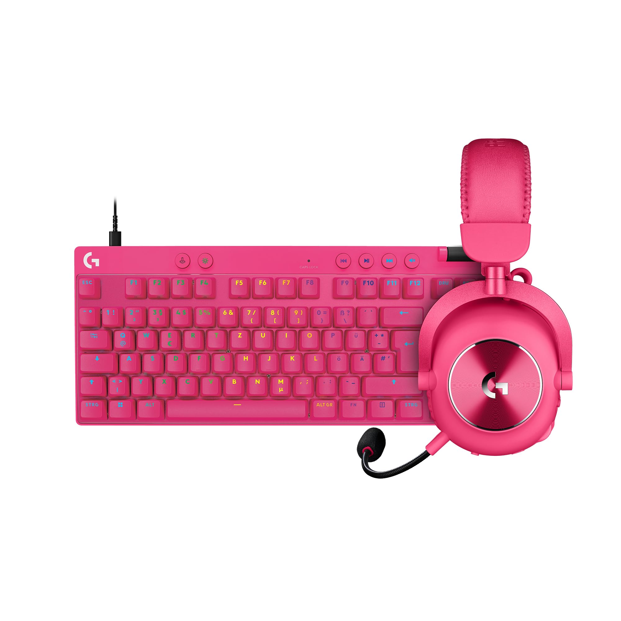 Logitech G PRO X 2 Lightspeed Wireless Gaming Headset, Bluetooth, USB, 3.5 mm + PRO X TKL Rapid Tenkeyless kabelgebundene Gaming Tastatur, magnetischen Analogschaltern, Rapid Trigger, RGB, PC- Rosa