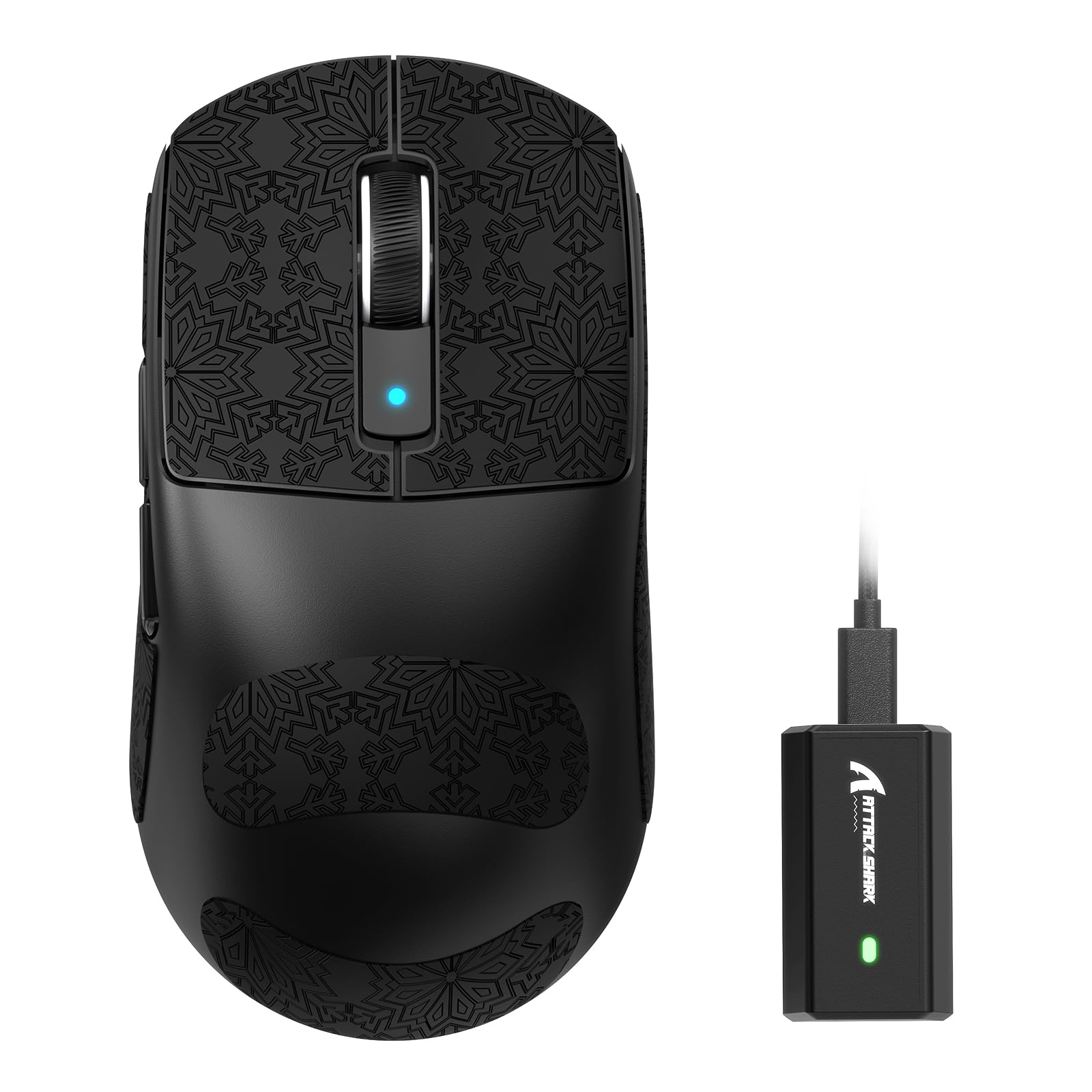 ATTACK SHARK R6 Kabellose 8-kHz-Gaming-Maus, SUPERLEICHT 39g, Nordic 52840 MCU, PixArt PAW3950MAX-Sensor, BT/2,4 G/kabelgebunden, 6 einstellbare DPI bis zu 42000, 250-mAh-Akku, PC/Mac(Schwarz + Band)