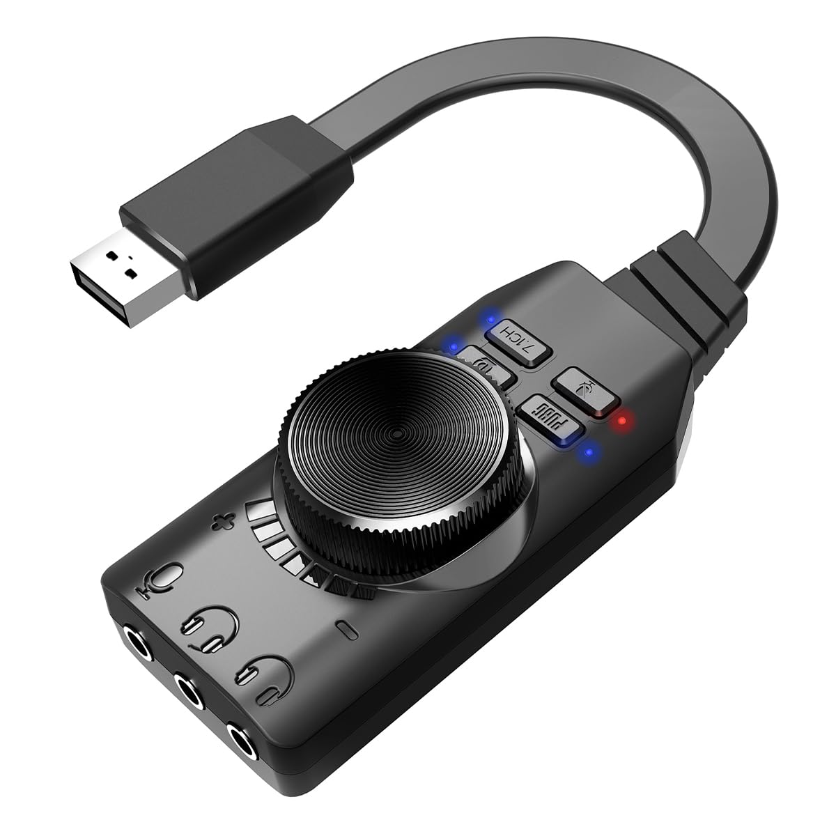 Namvo USB-Soundkarte, virtueller 7.1-Surround-Sound, externer USB-Soundkartenadapter mit PUBG-Soundeffekten für PC/Mac/Gaming-Headset