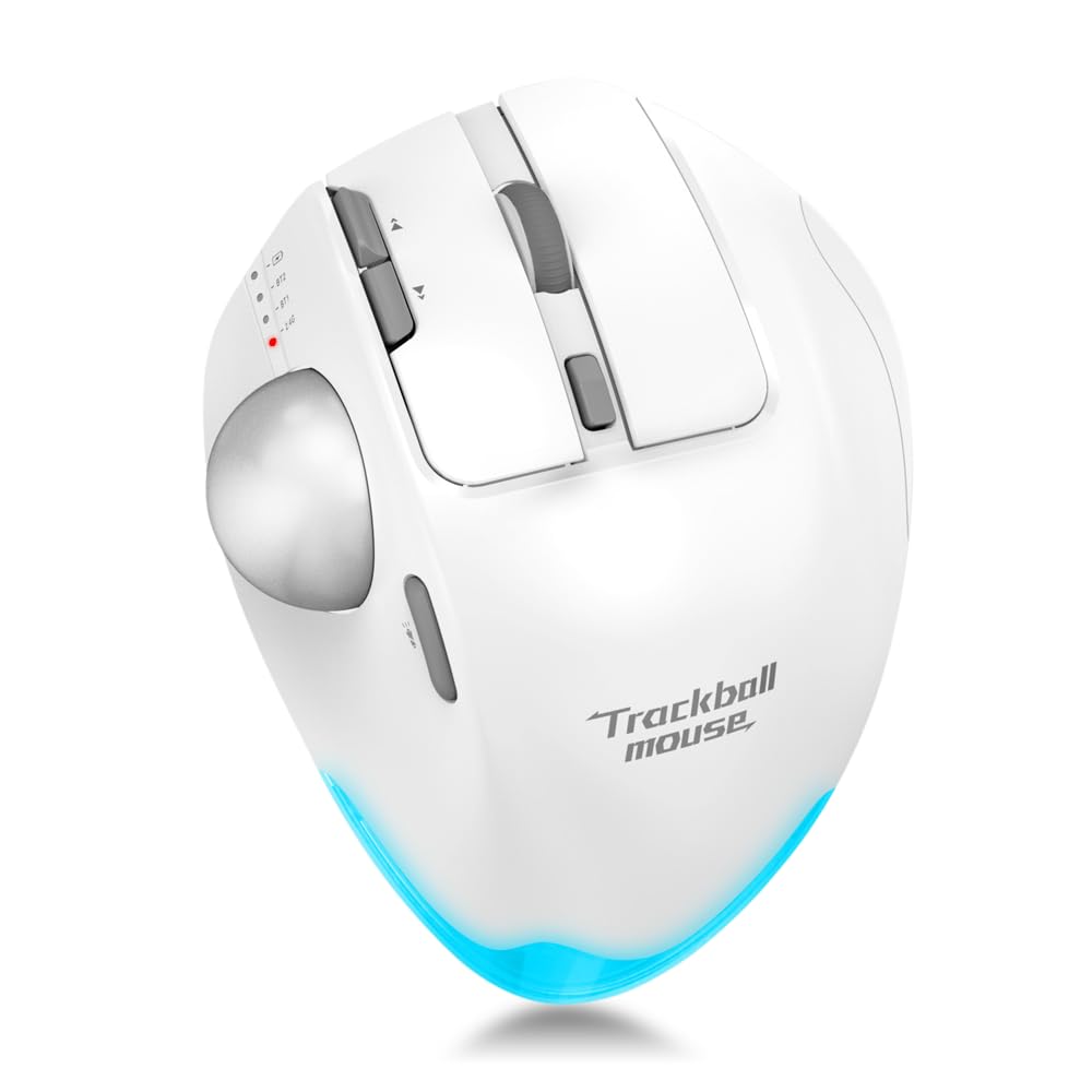 zelotes Kabellose Trackball Maus,Bluetooth,4800DPI,8 Tasten,Daumenbedienung,Wiederaufladbar, Ergonomische Design,Maus Kabellos Funkmaus für Laptop,PC,Tablets