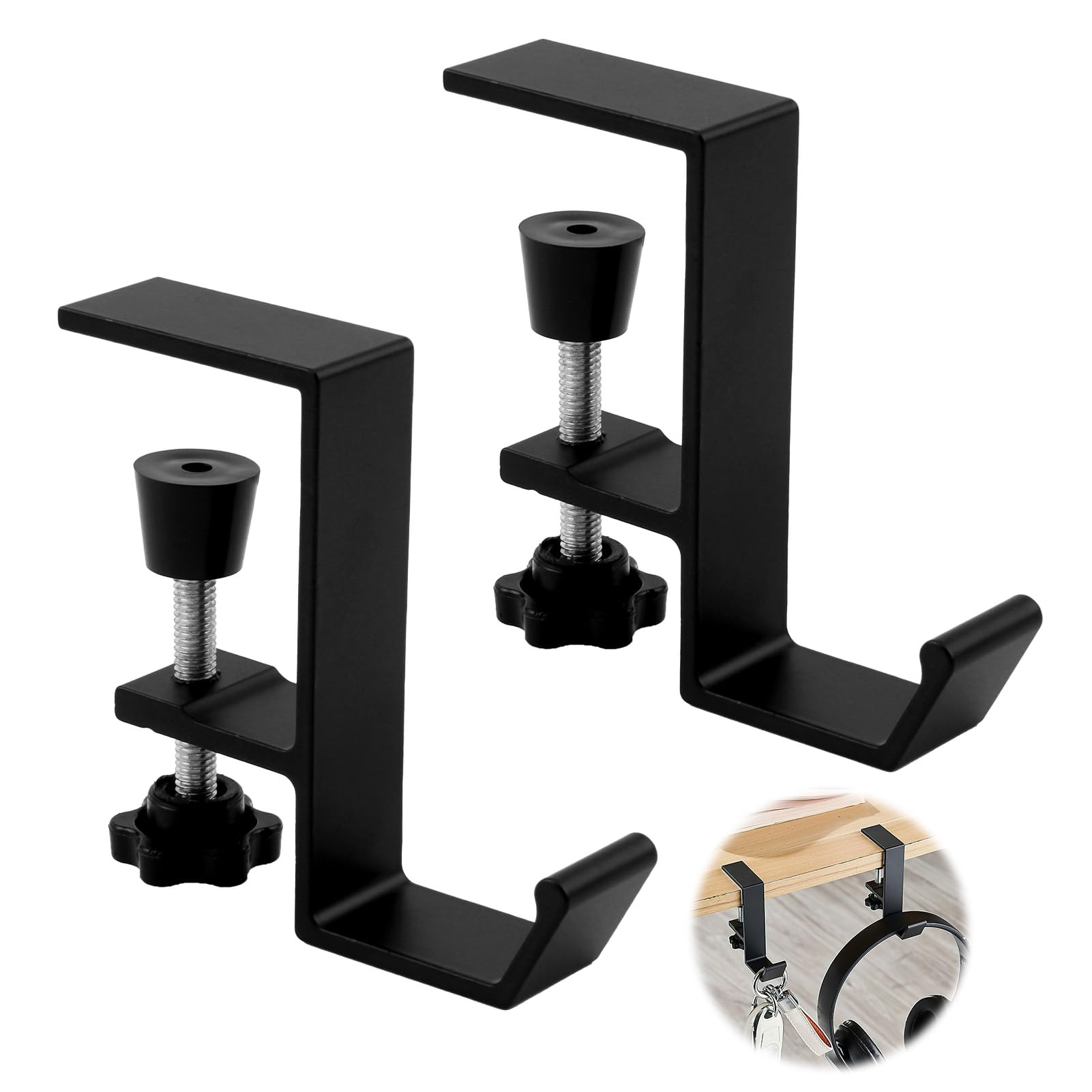 2PCS Kopfhörer Ständer, Headphone Stand Schreibtisch Kopfhöreraufhänger, Platzsparender Headset Halter für Schreibtisch, Verstellbarer headset halterung tisch mit Multifunktionaler Nutzung